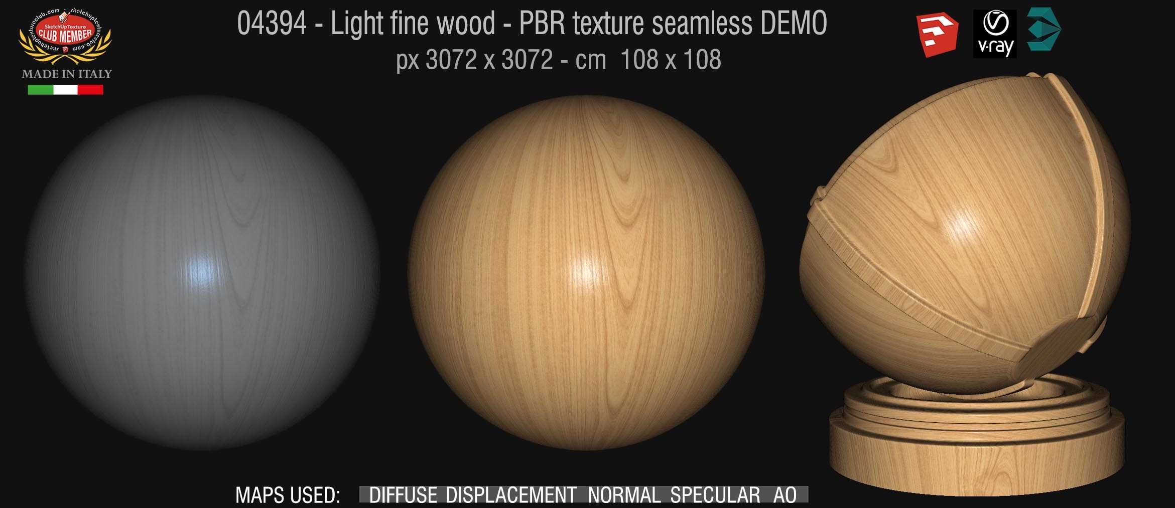 04394 Light fine wood - PBR texture seamless DEMO