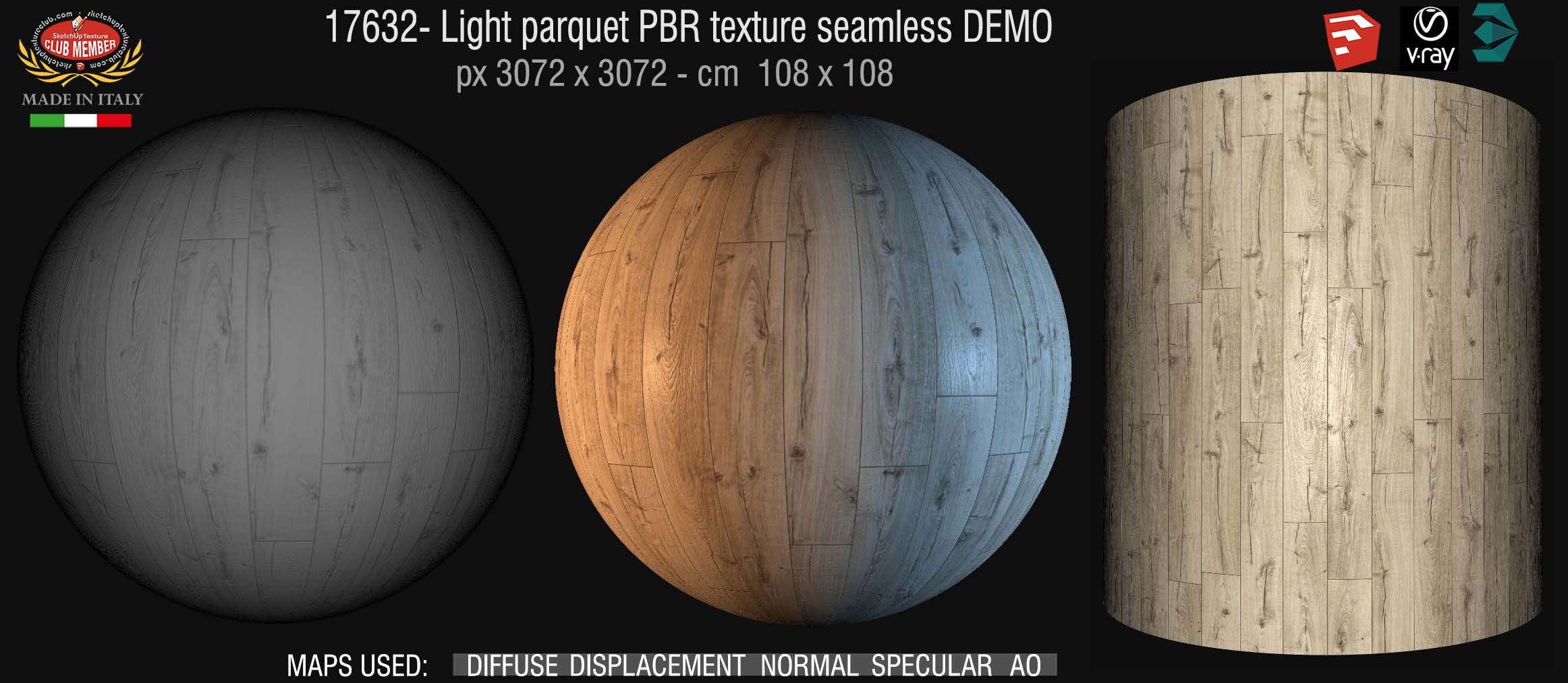 17632 Light parquet PBR texture seamless DEMO