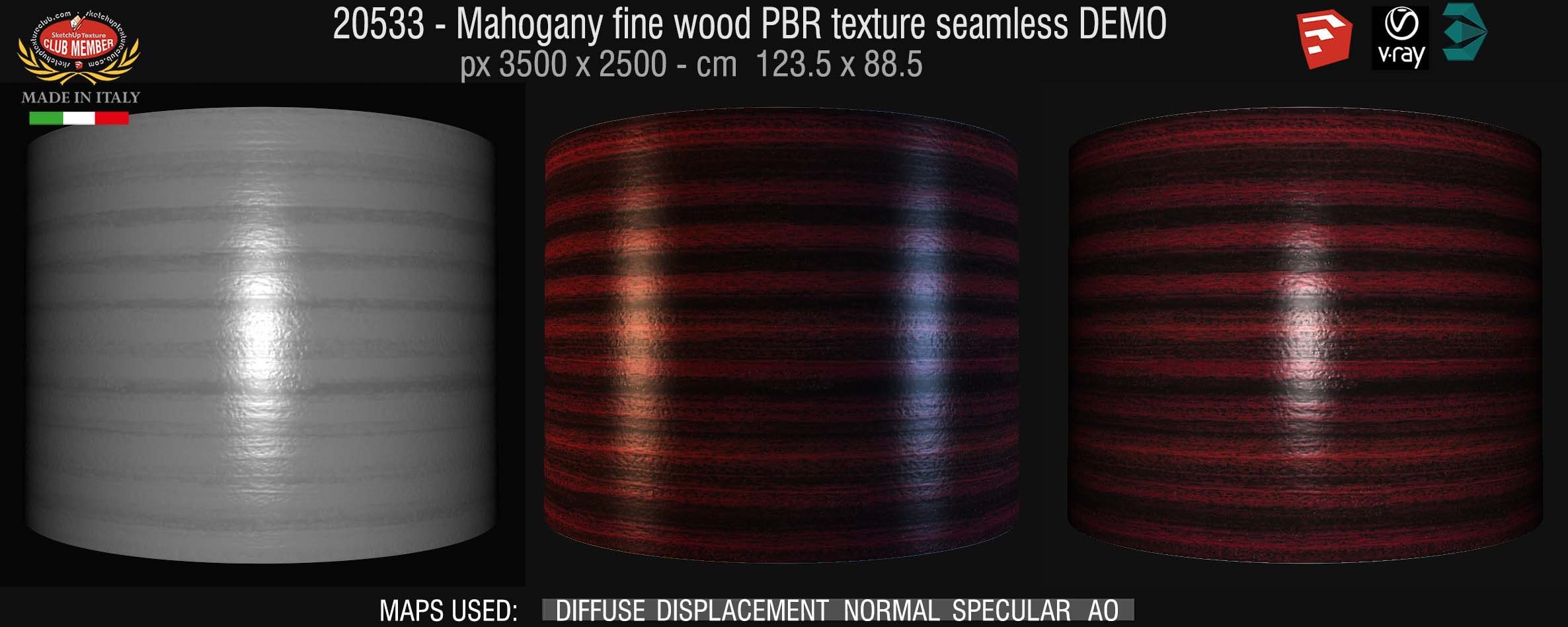 17011 Mahogany fine wood PBR texture seamless DEMO