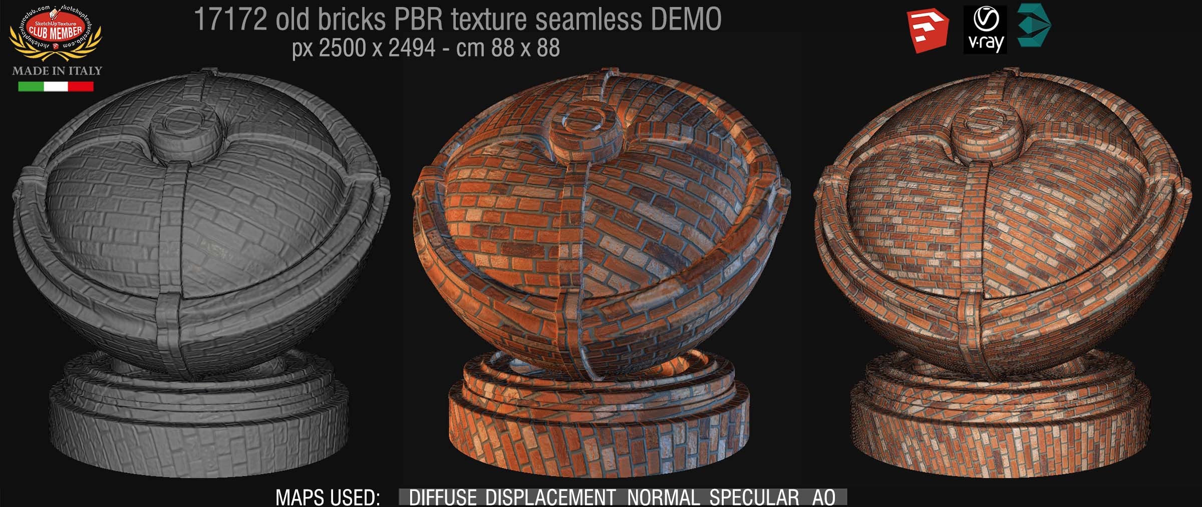 17172 Old bricks PBR texture seamless DEMO