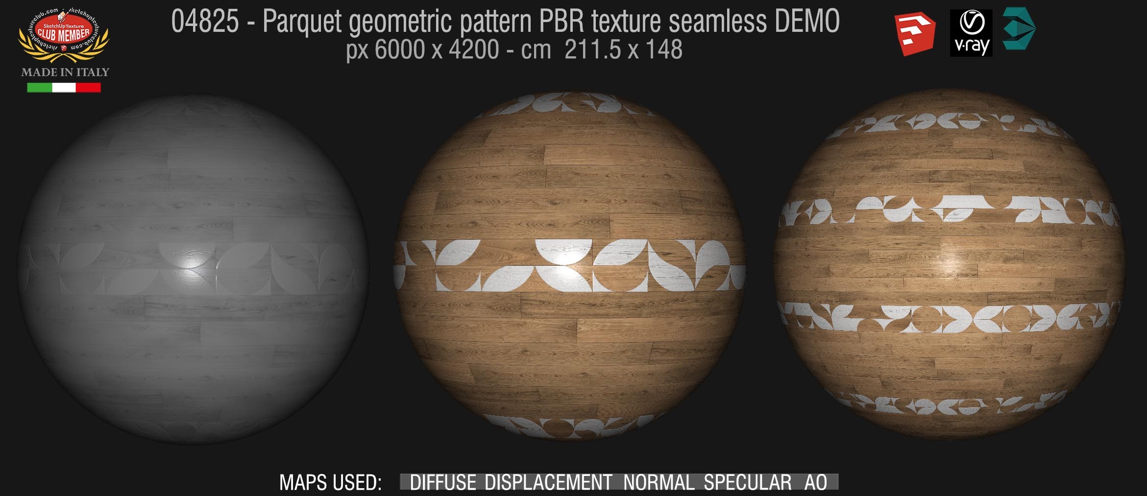 04825 Parquet geometric pattern PBR texture seamless DEMO