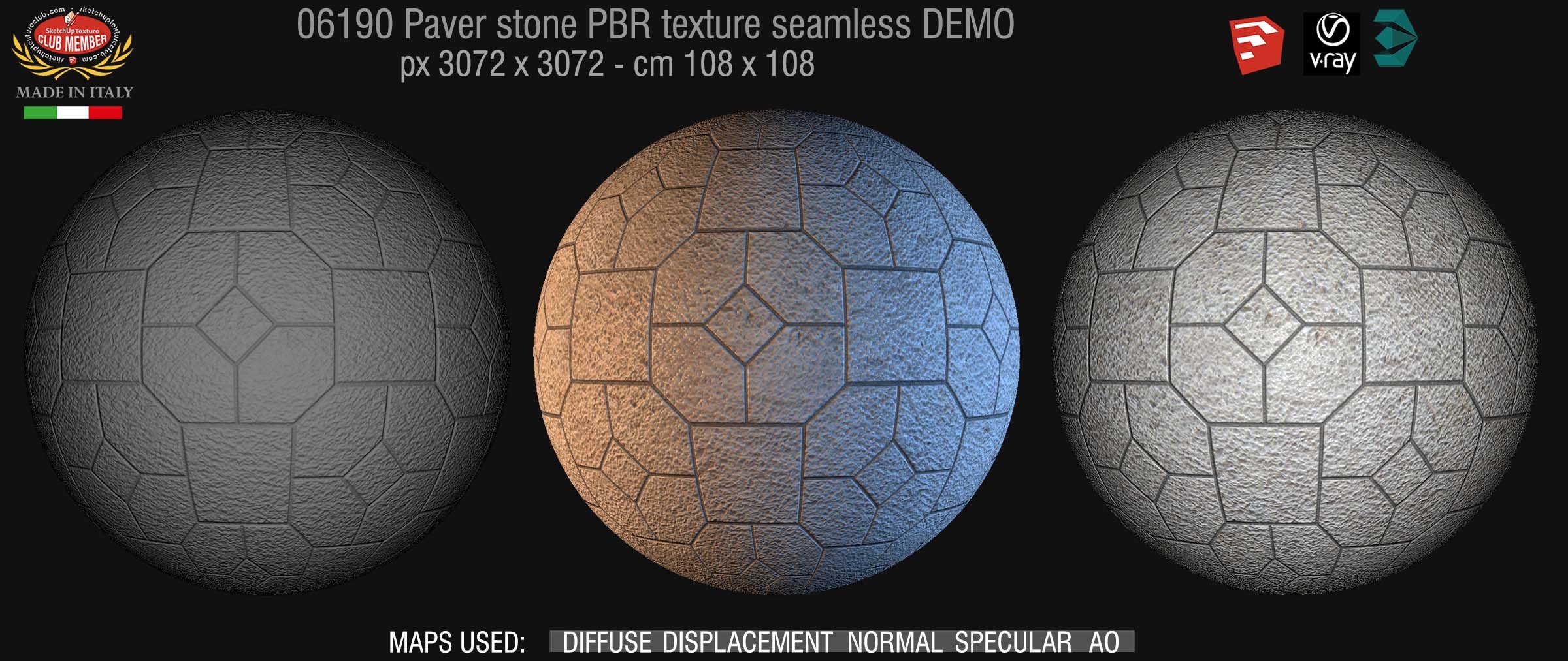 06190 Pavers stone PBR texture seamless DEMO