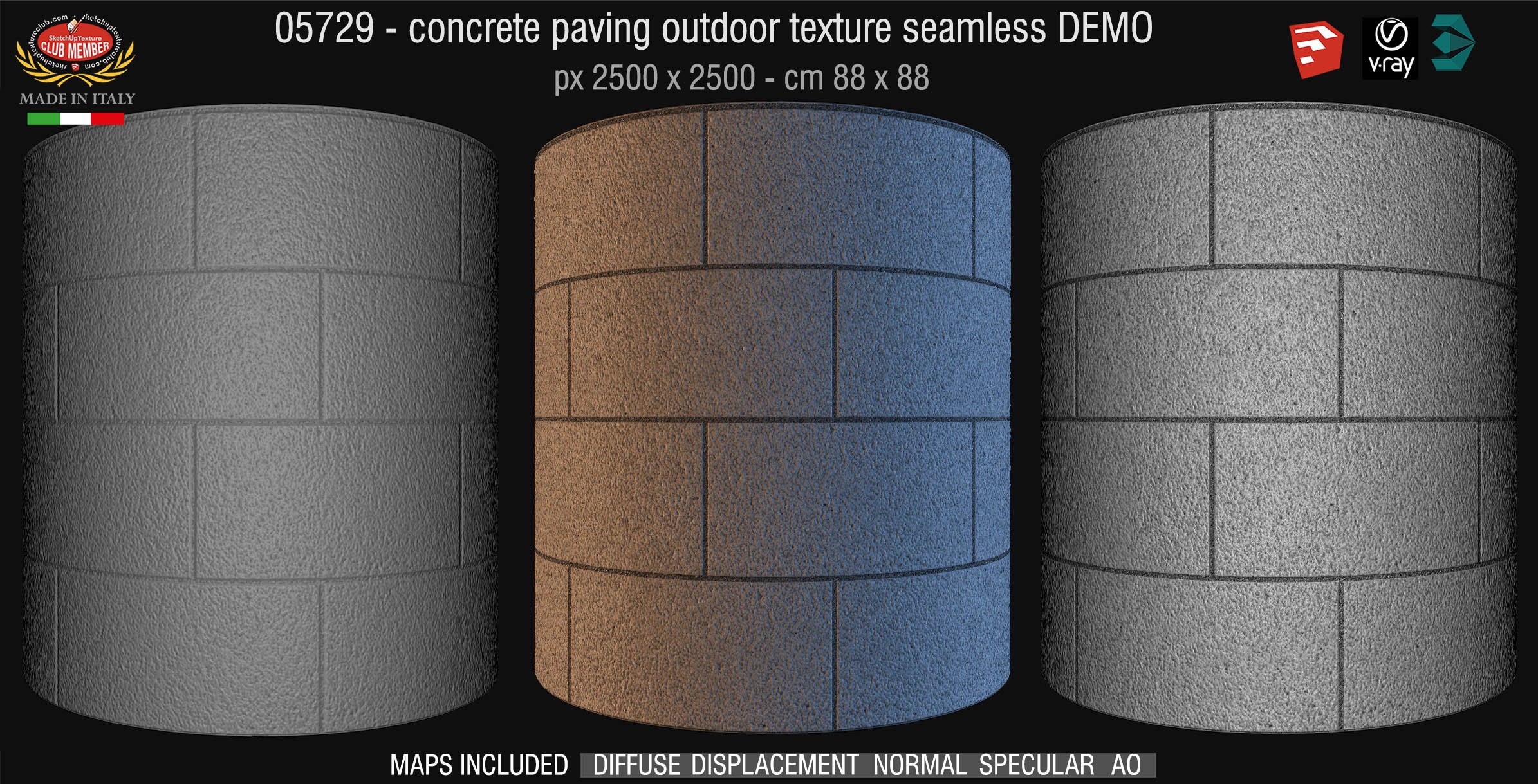 05729 HR Paving outdoor concrete regular block texture + maps DEMO