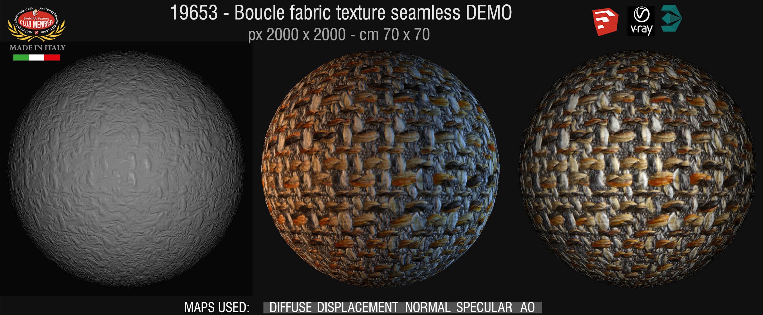 19653 Boucle fabric texture seamless + maps DEMO