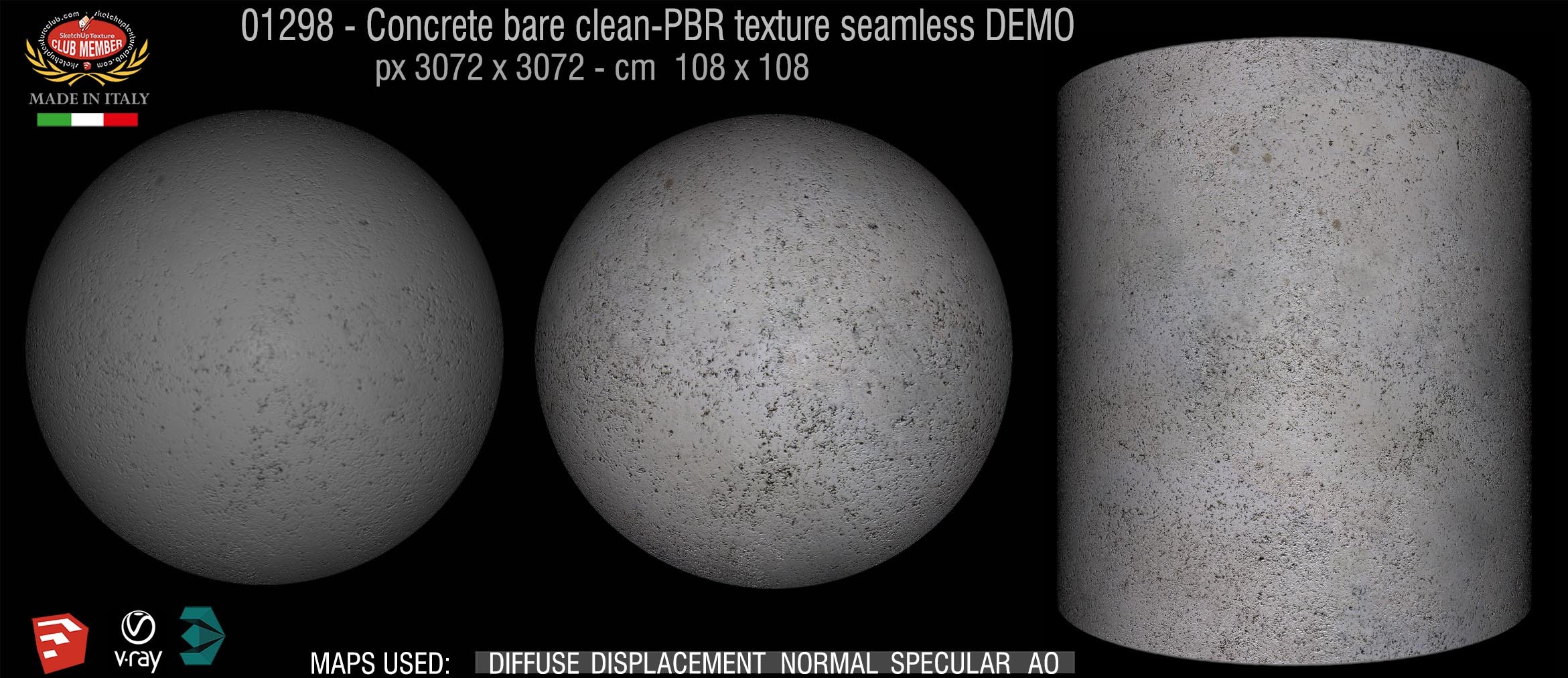 01298 Concrete bare clean-PBR texture seamless DEMO