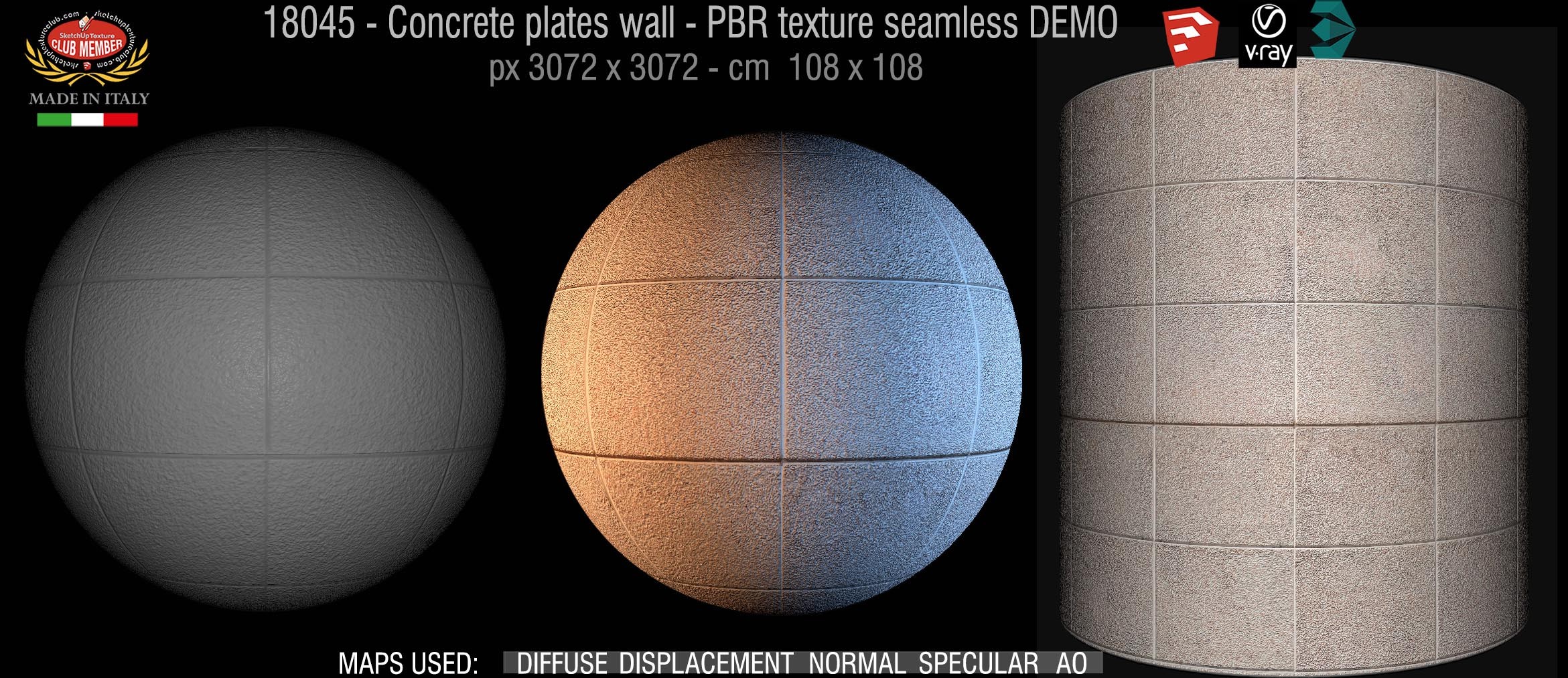18045 concrete plates wall PBR texture seamless demo