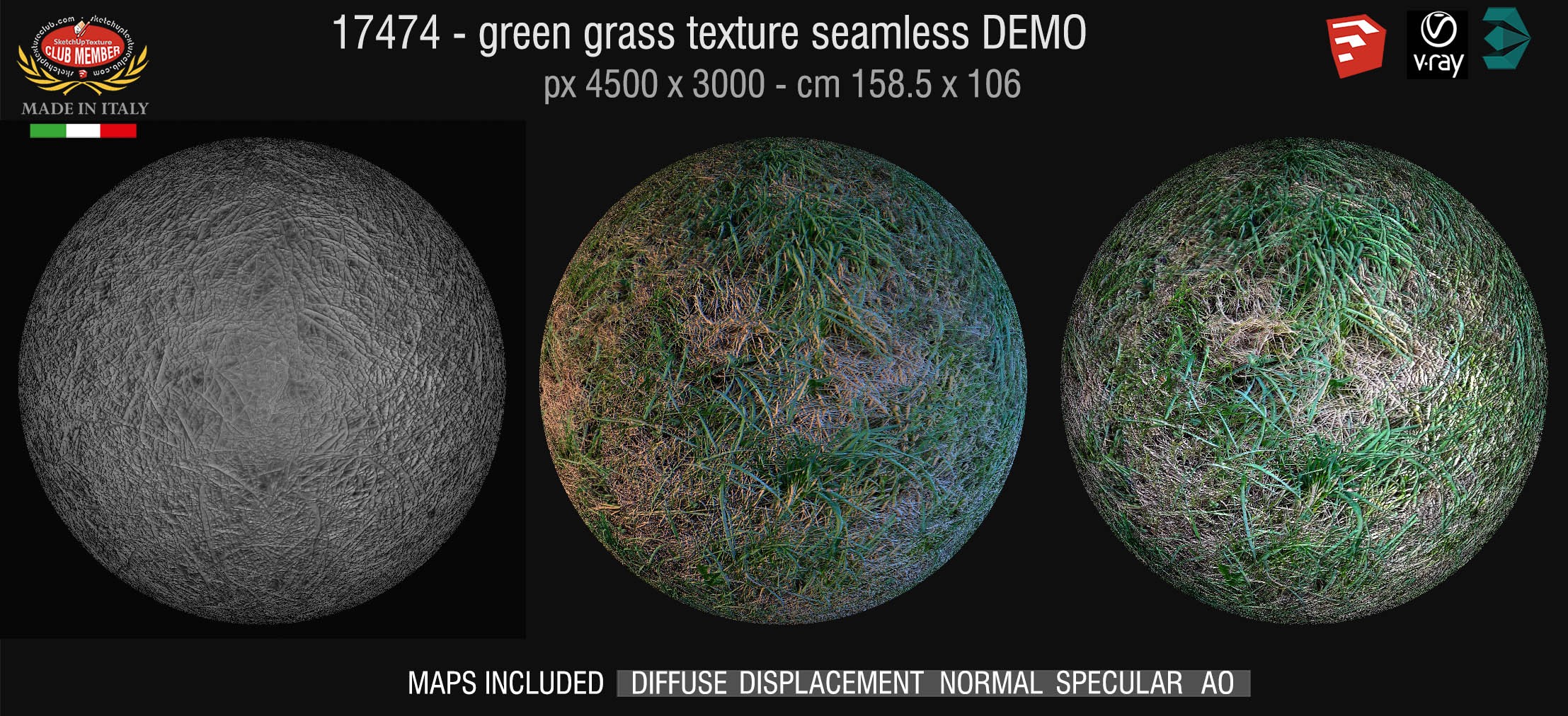 17474 HR green grass texture + maps DEMO
