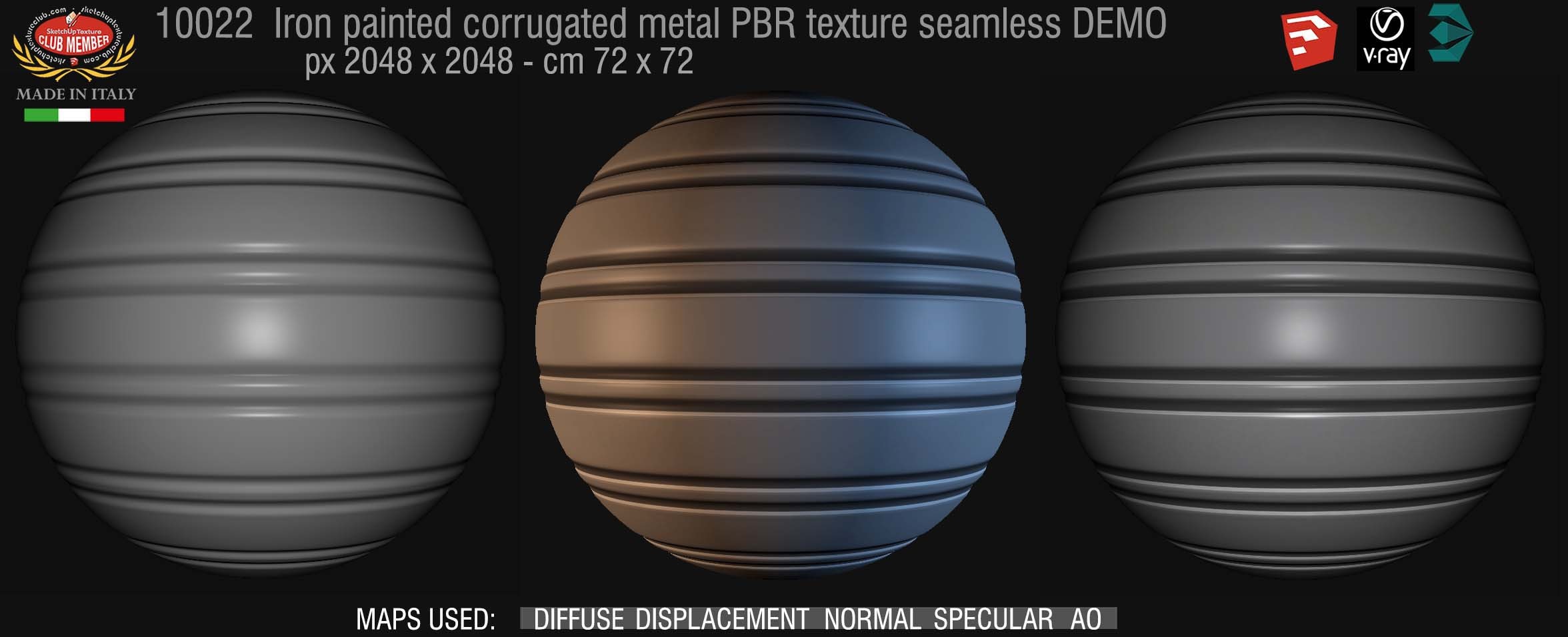 10022 Iron corrugated metal PBR texture seamless DEMO