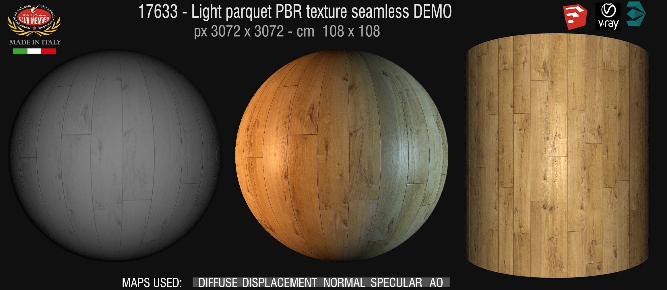17633 Light parquet PBR texture seamless DEMO