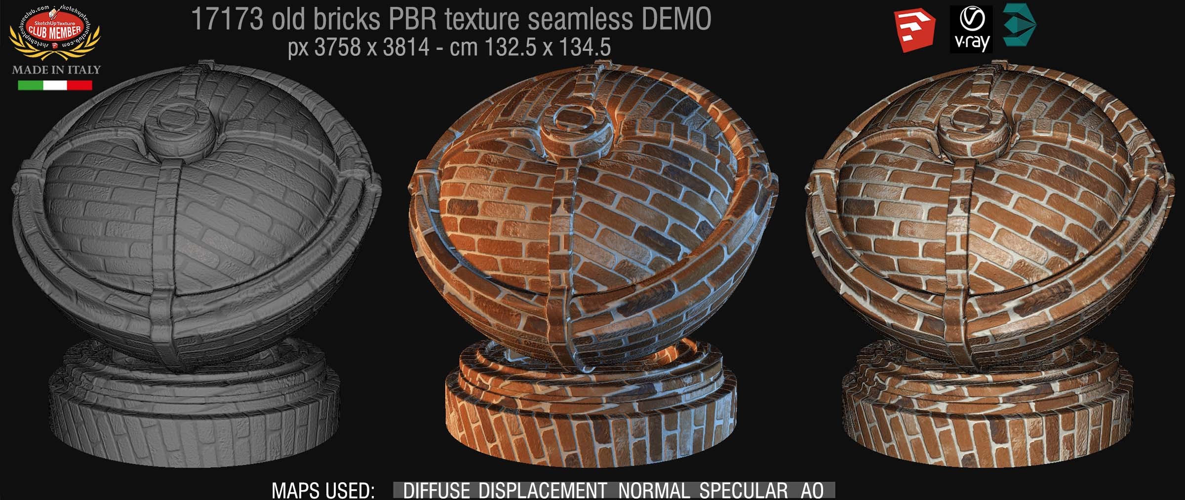 17173 Old bricks PBR texture seamless DEMO