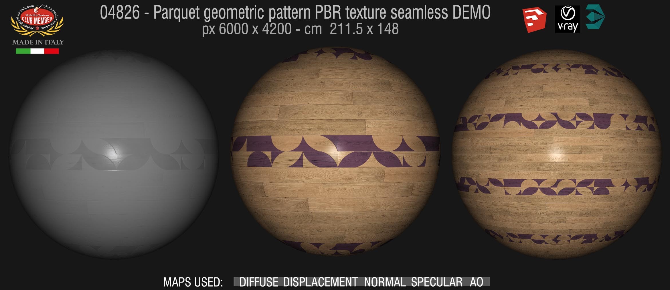 04826 Parquet geometric pattern PBR texture seamless DEMO
