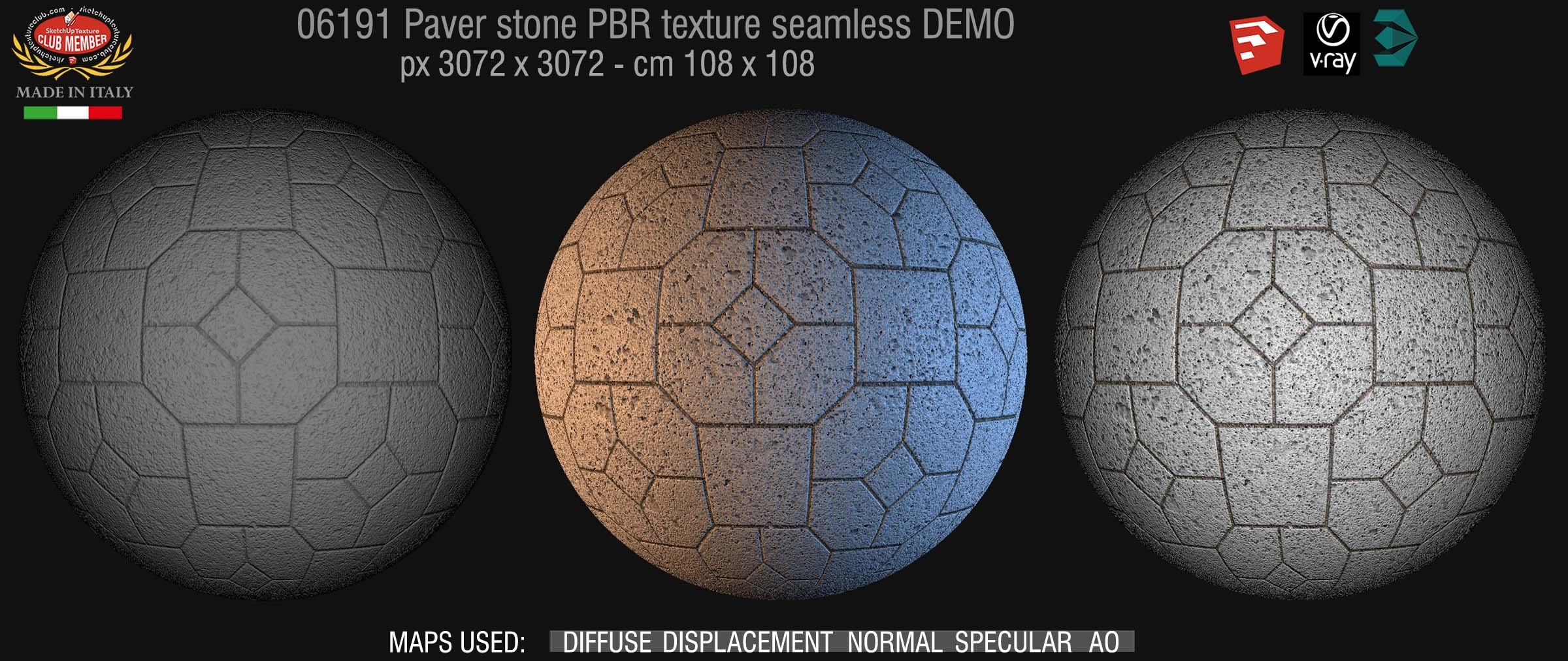 06191 Pavers stone PBR texture seamless DEMO