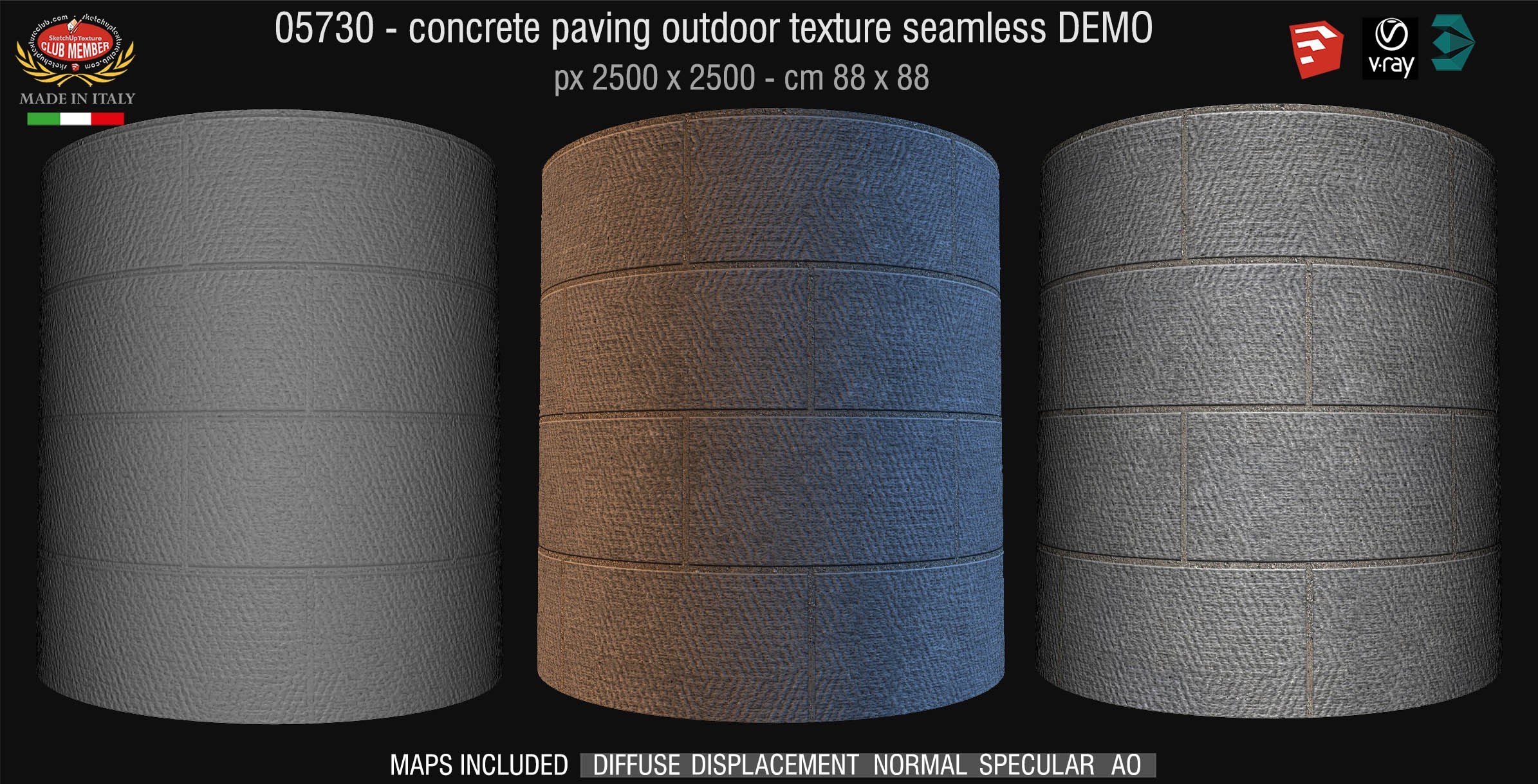 05730 HR Paving outdoor concrete regular block texture + maps DEMO