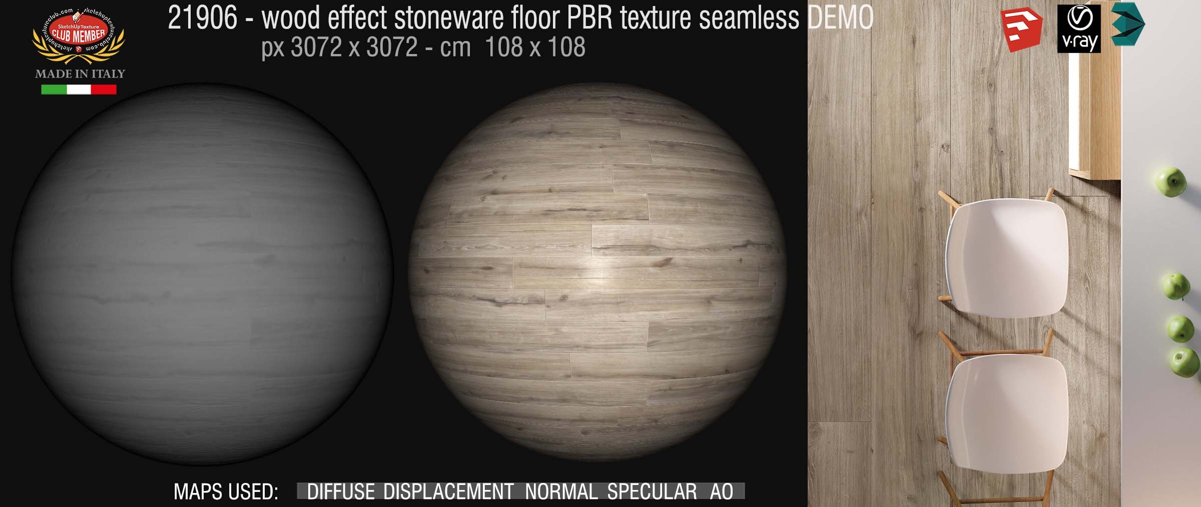 21906 wood effect stoneware floor PBR texture seamless DEMO