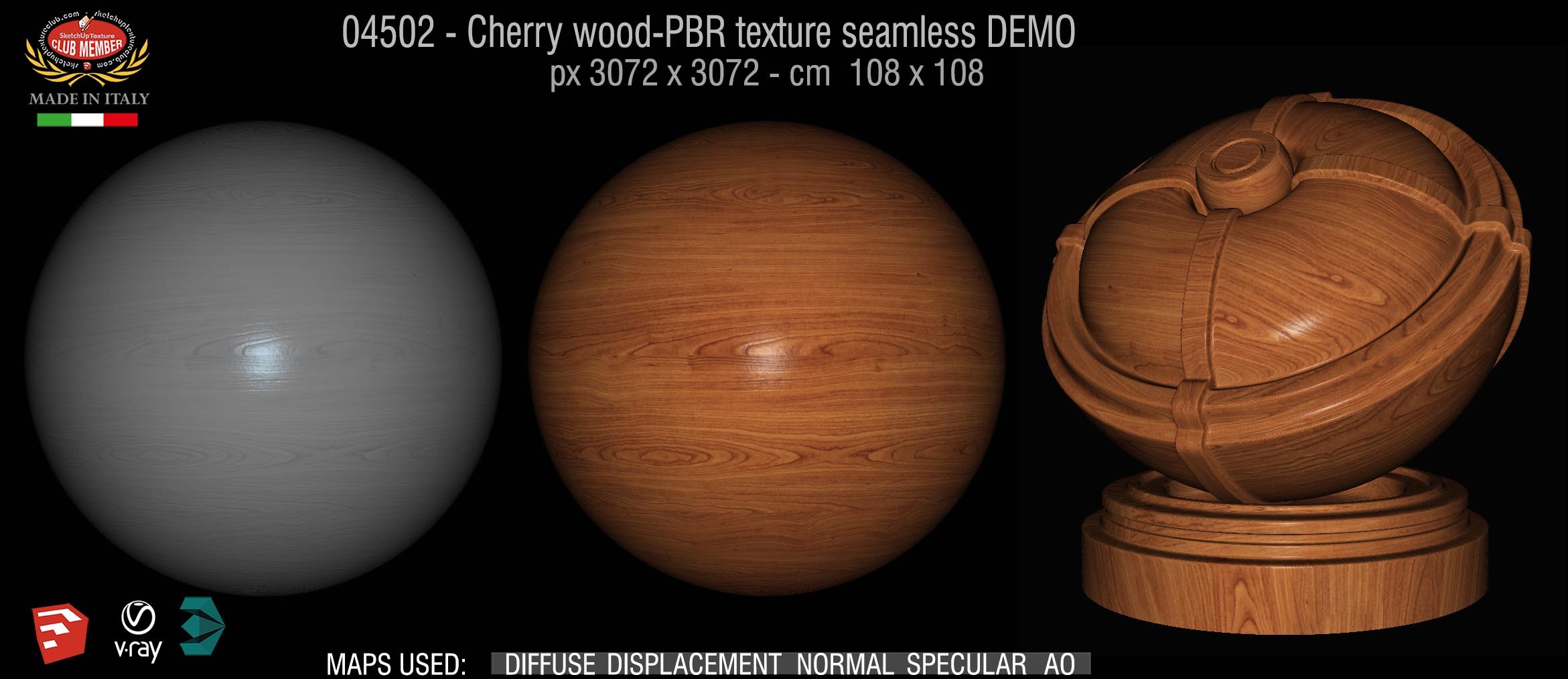 04502 Cherry wood-PBR texture seamless DEMO