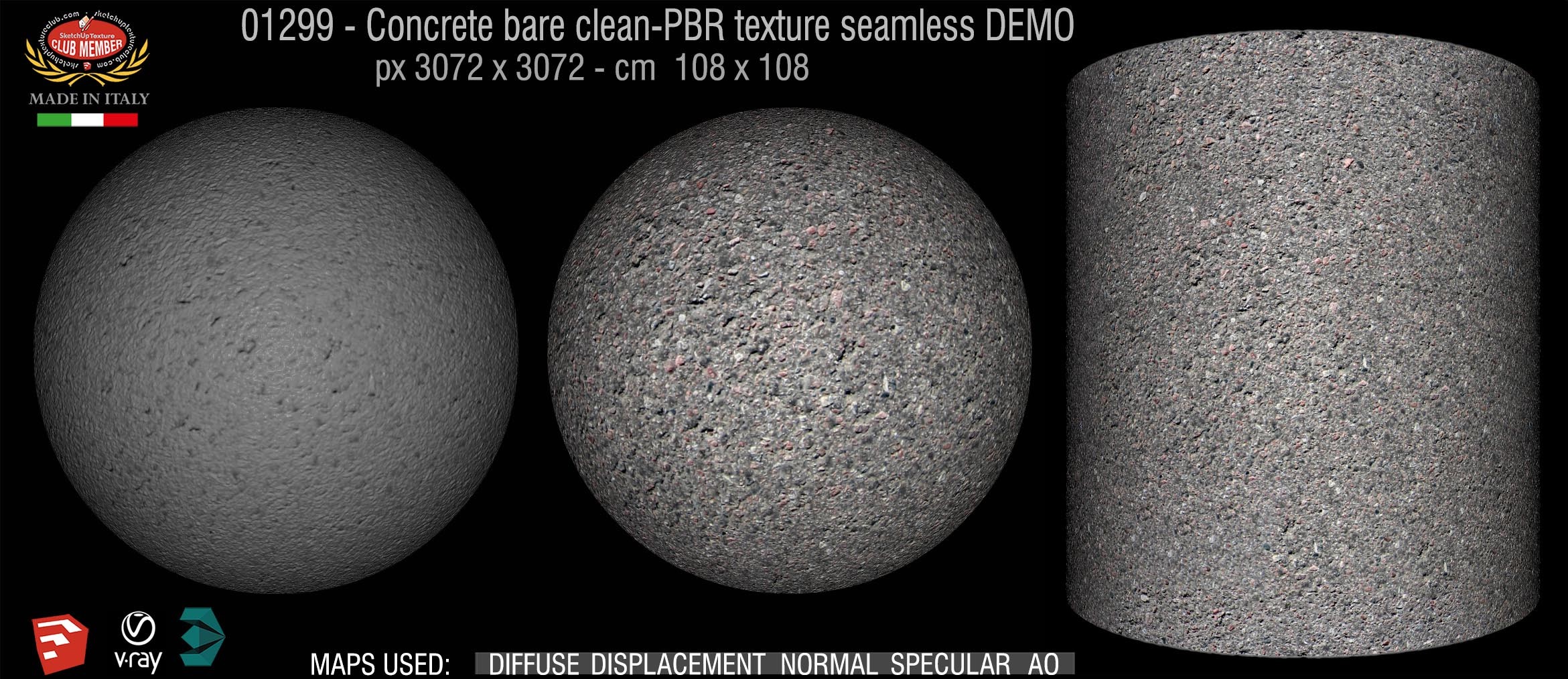 01299 Concrete bare clean-PBR texture seamless DEMO