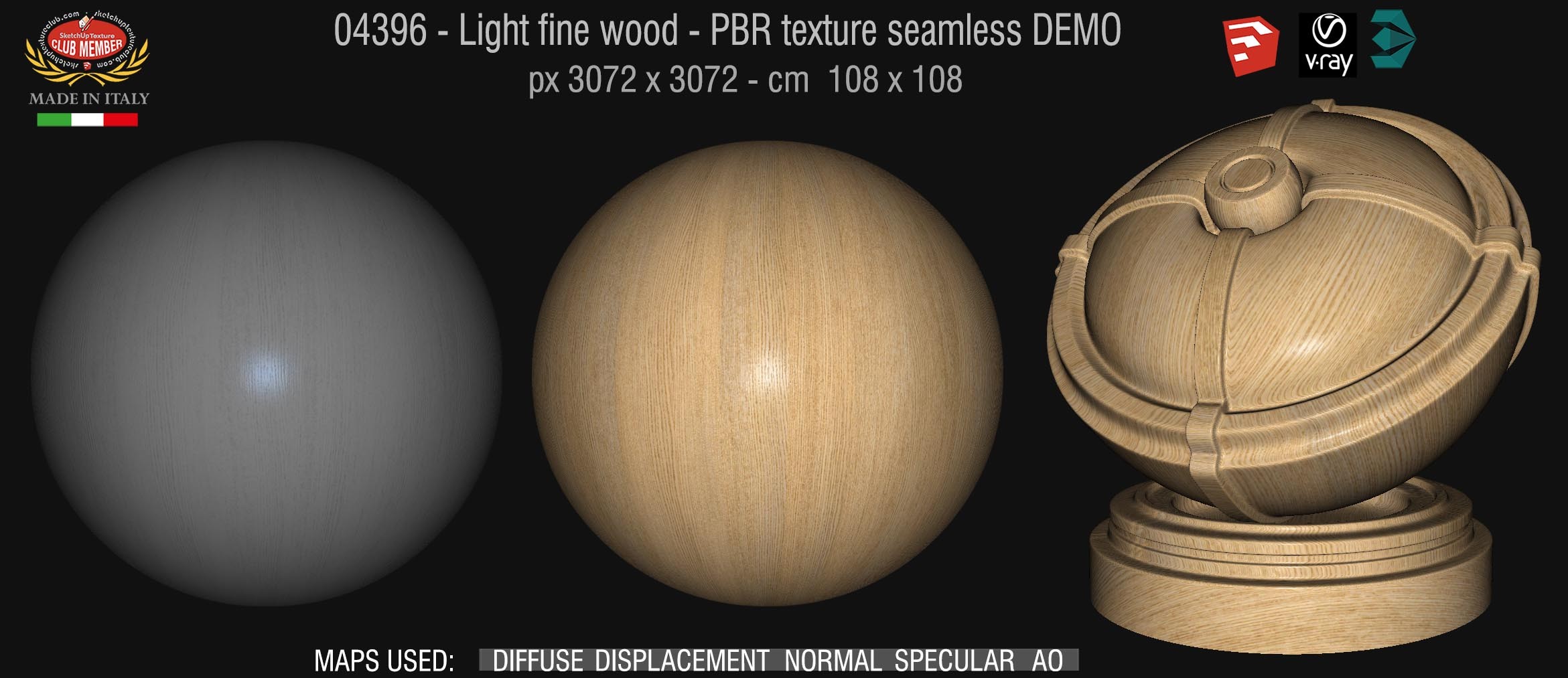 04396 Light fine wood - PBR texture seamless DEMO