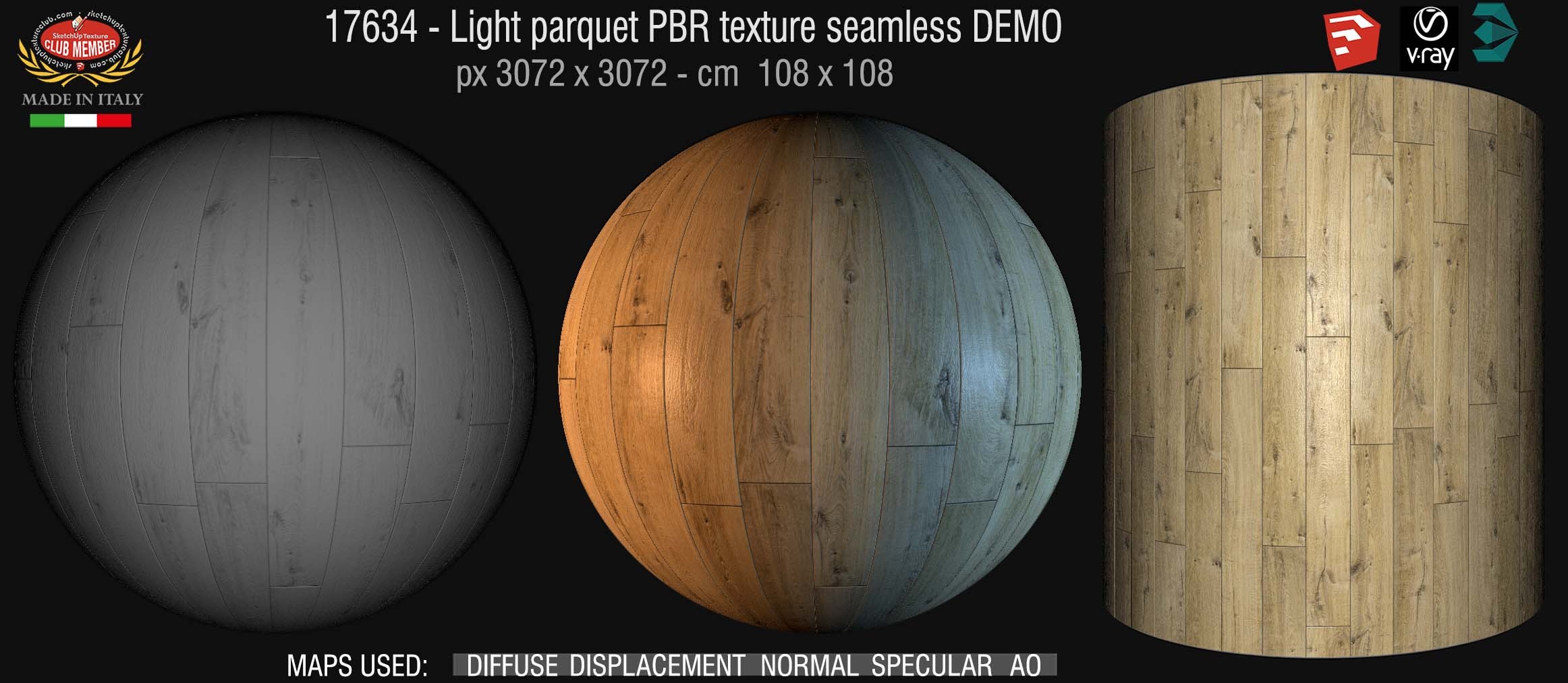 17634 Light parquet PBR texture seamless DEMO