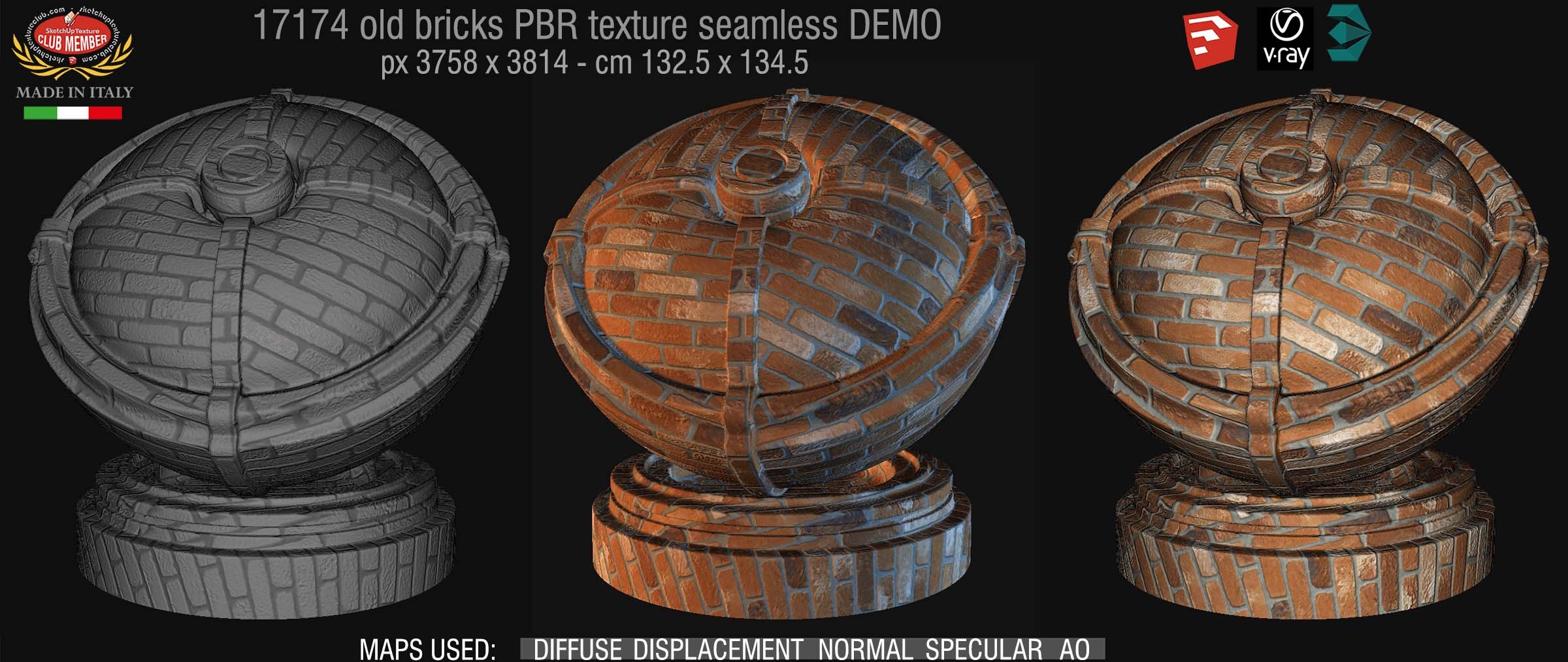 17174 Old bricks PBR texture seamless DEMO