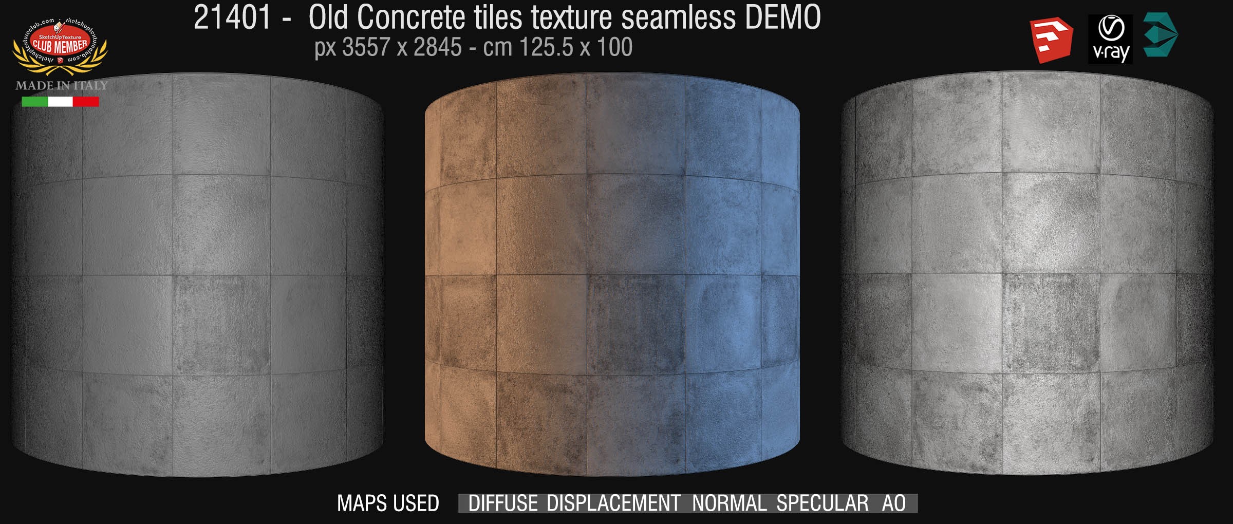 21401 old concrete tiles texture seamless + maps DEMO