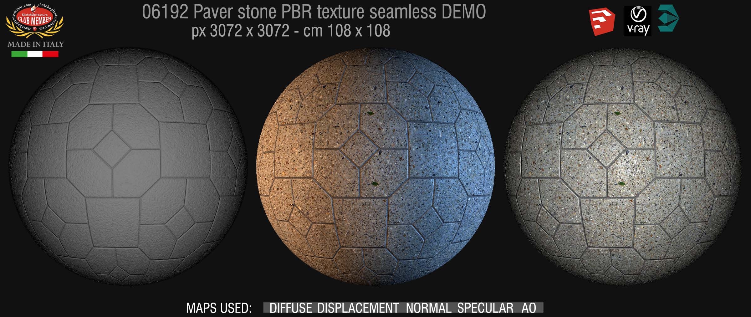 06192 Pavers stone PBR texture seamless DEMO