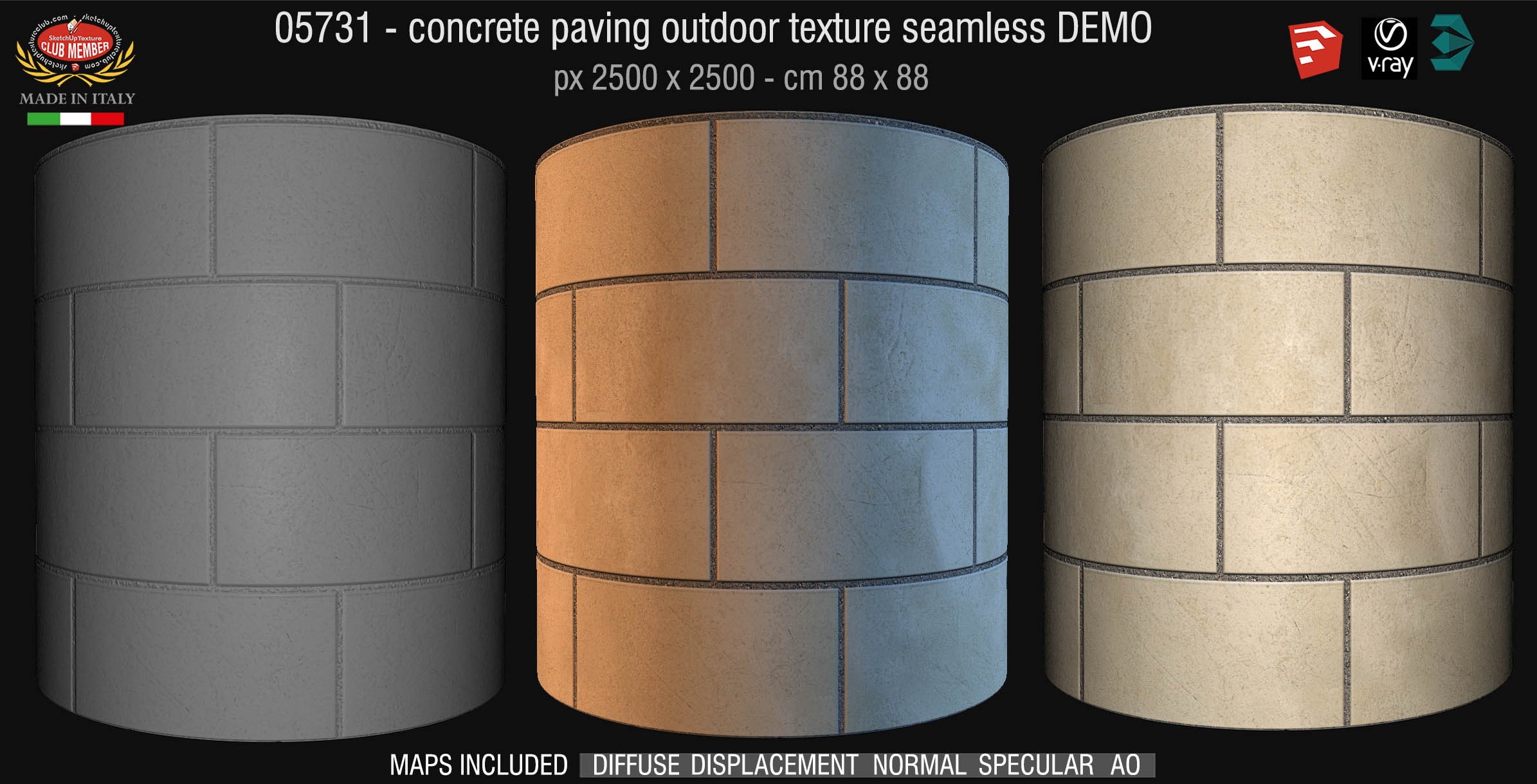 05731 HR Paving outdoor concrete regular block texture + maps DEMO