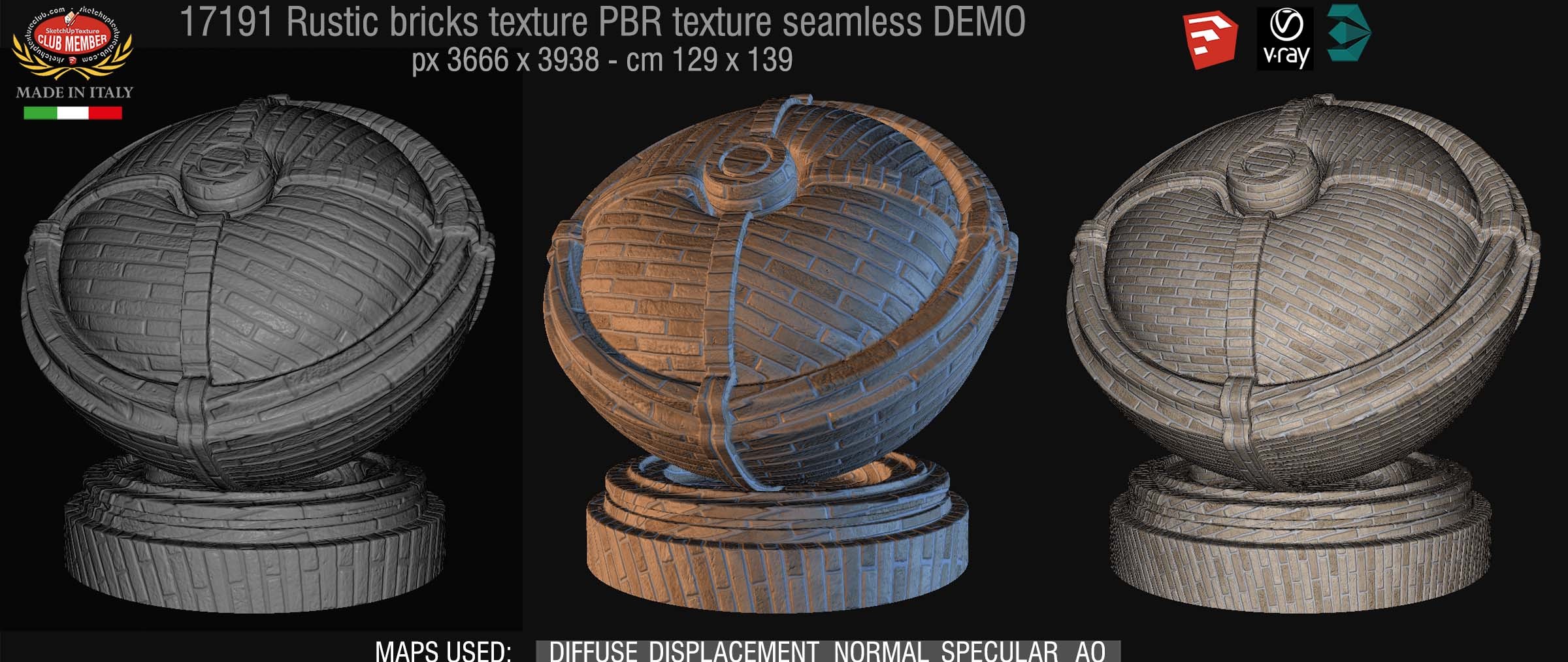 17191 Rustic bricks PBR texture seamless DEMO