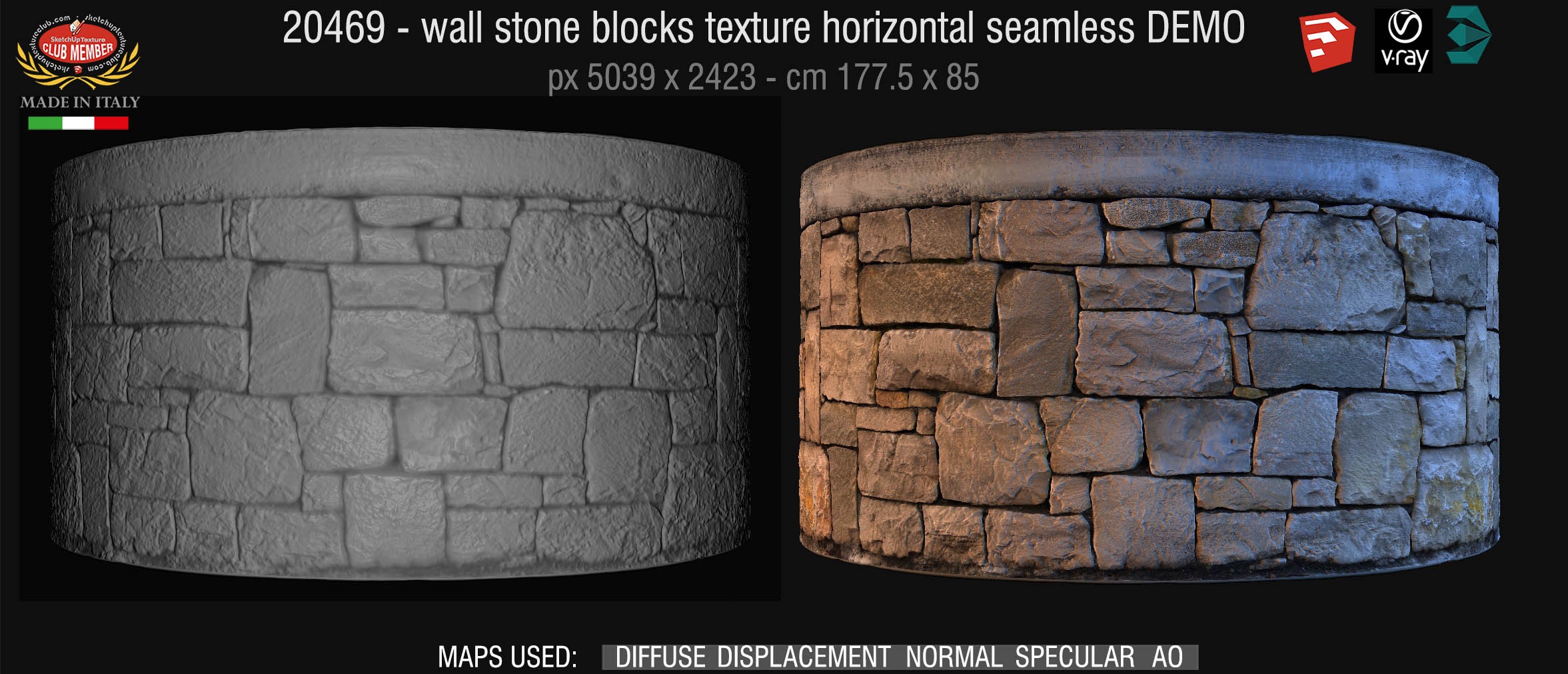 20496 HR Wall stone blocks texture + maps DEMO