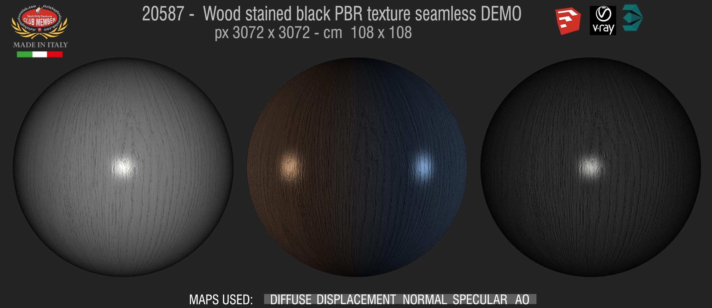 20587 Wood stained black PBR texture DEMO