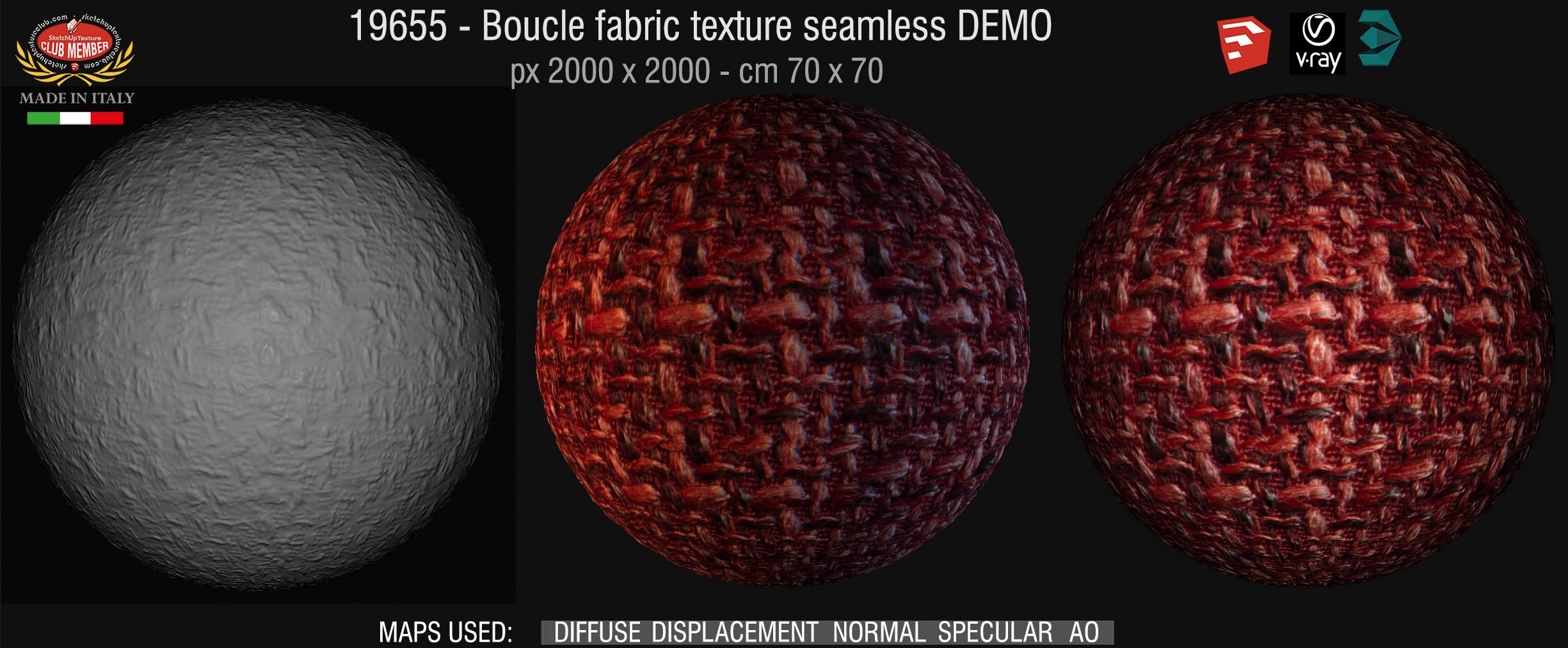 19655 Boucle fabric texture seamless + maps DEMO