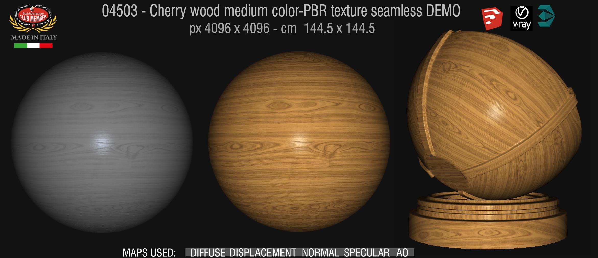 04503  Cherry wood medium color-PBR texture seamless DEMO