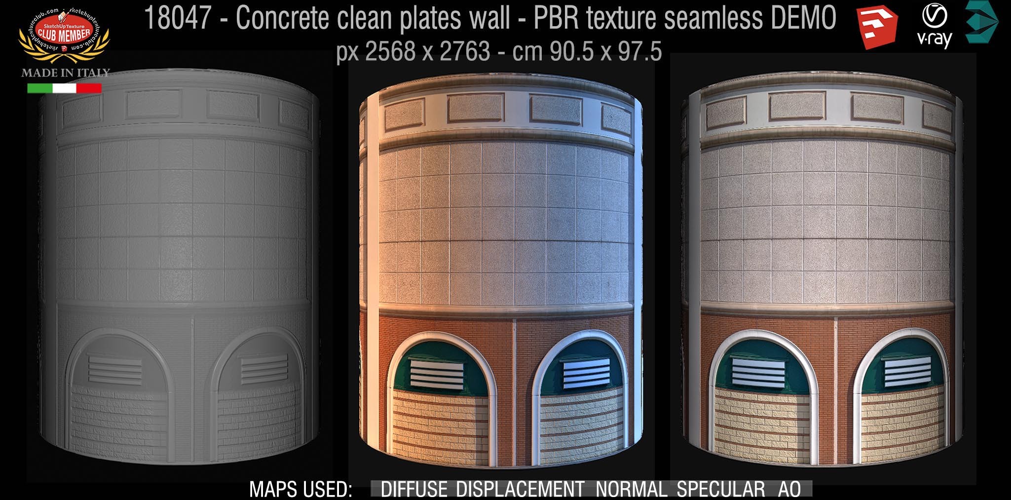 18047 Concrete clean plates wall PBR texture seamless DEMO