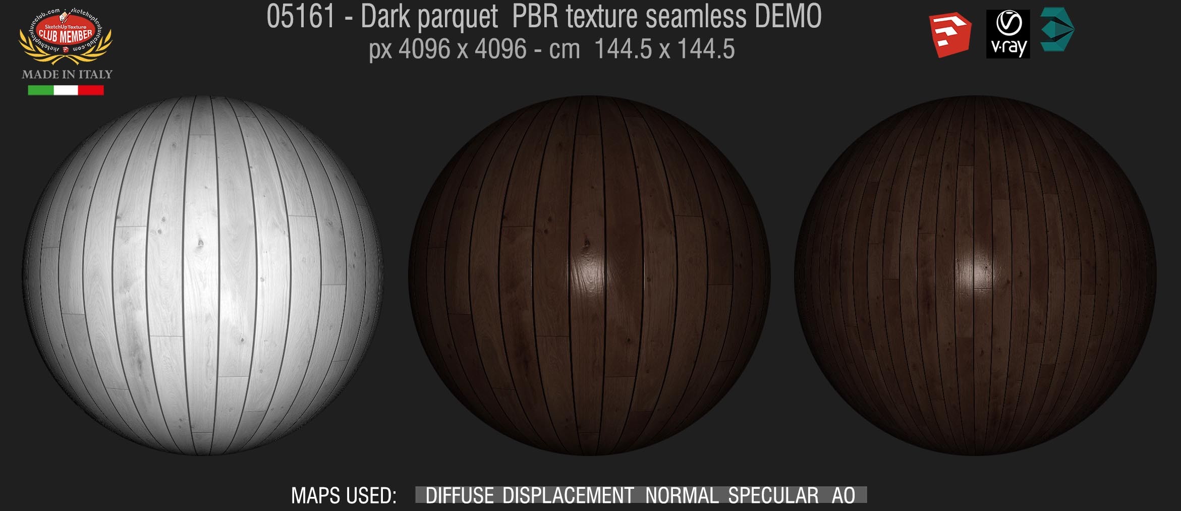 05161 Dark parquet PBR texture seamless DEMO