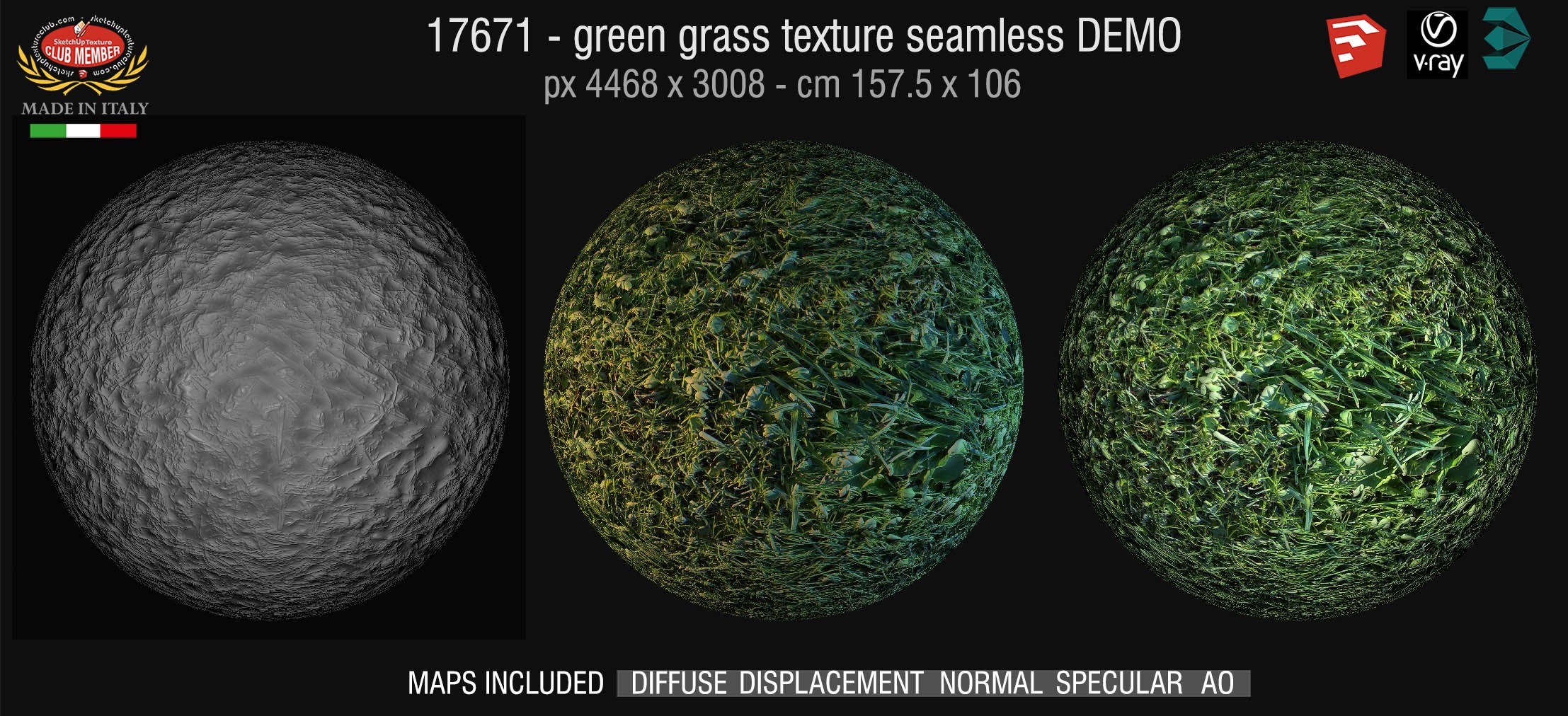 17671 HR Green grass texture + maps DEMO