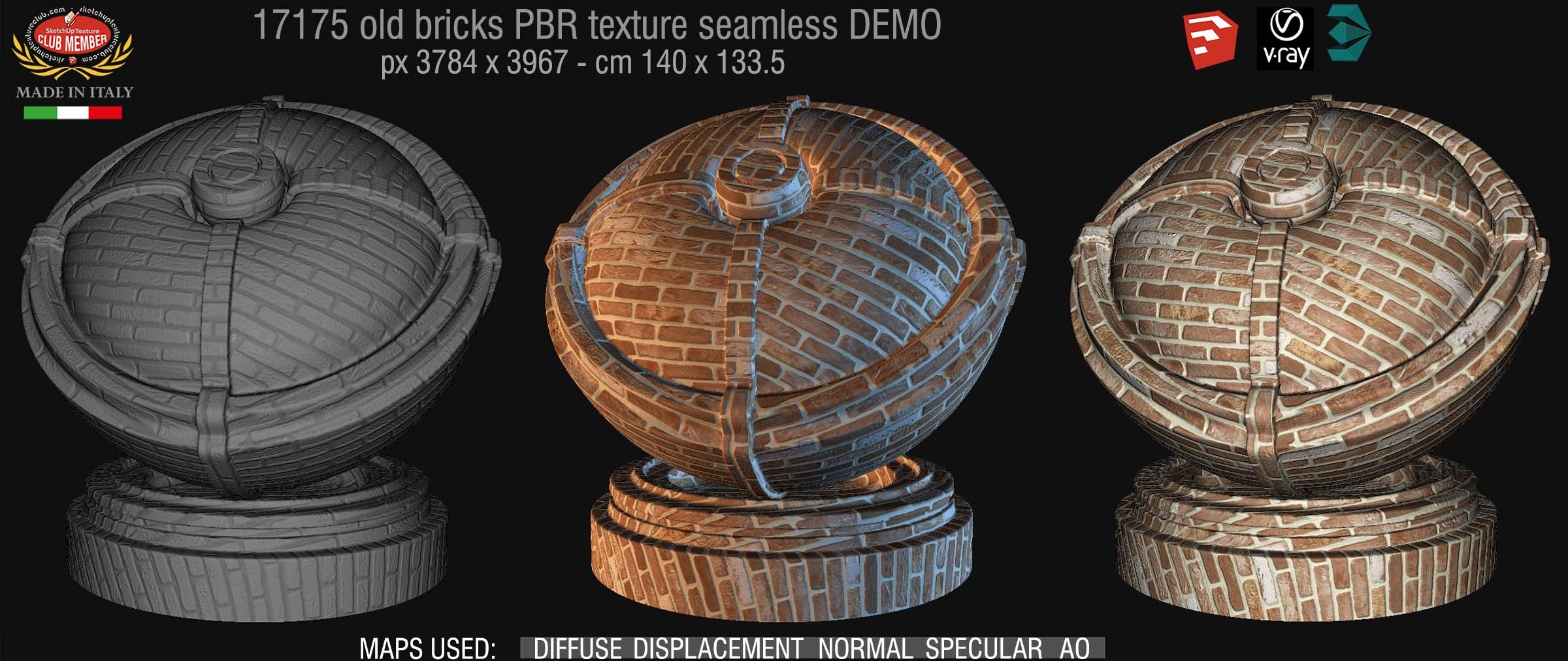 17175 Old bricks PBR texture seamless DEMO