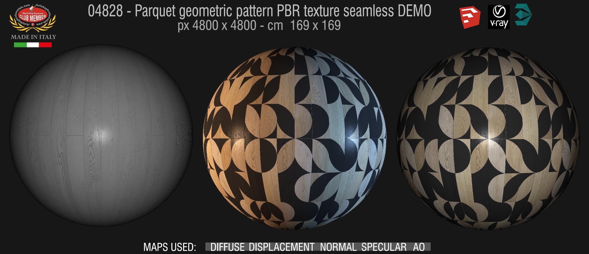 04828 Parquet geometric pattern PBR texture seamless DEMO