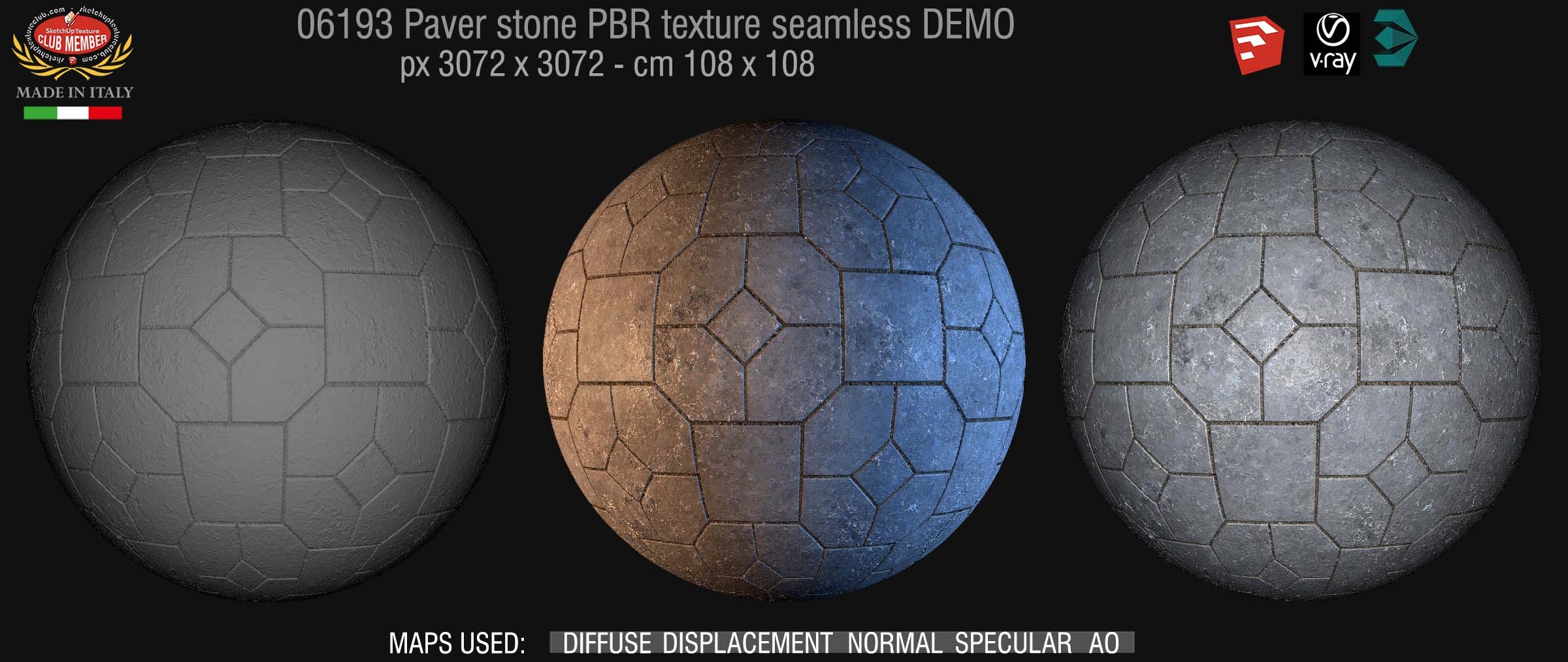 06193 Pavers stone PBR texture seamless DEMO