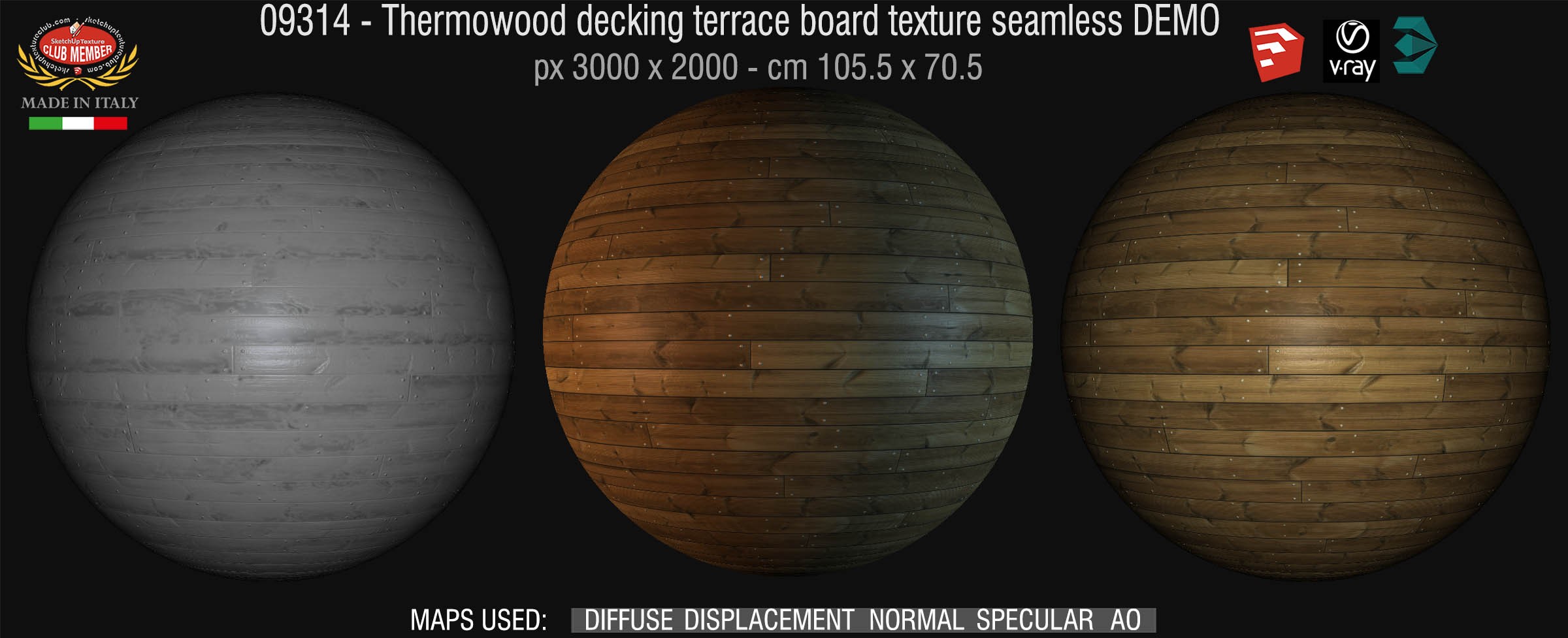 09314 HR Thermowood decking terrace board texture seamless + maps DEMO