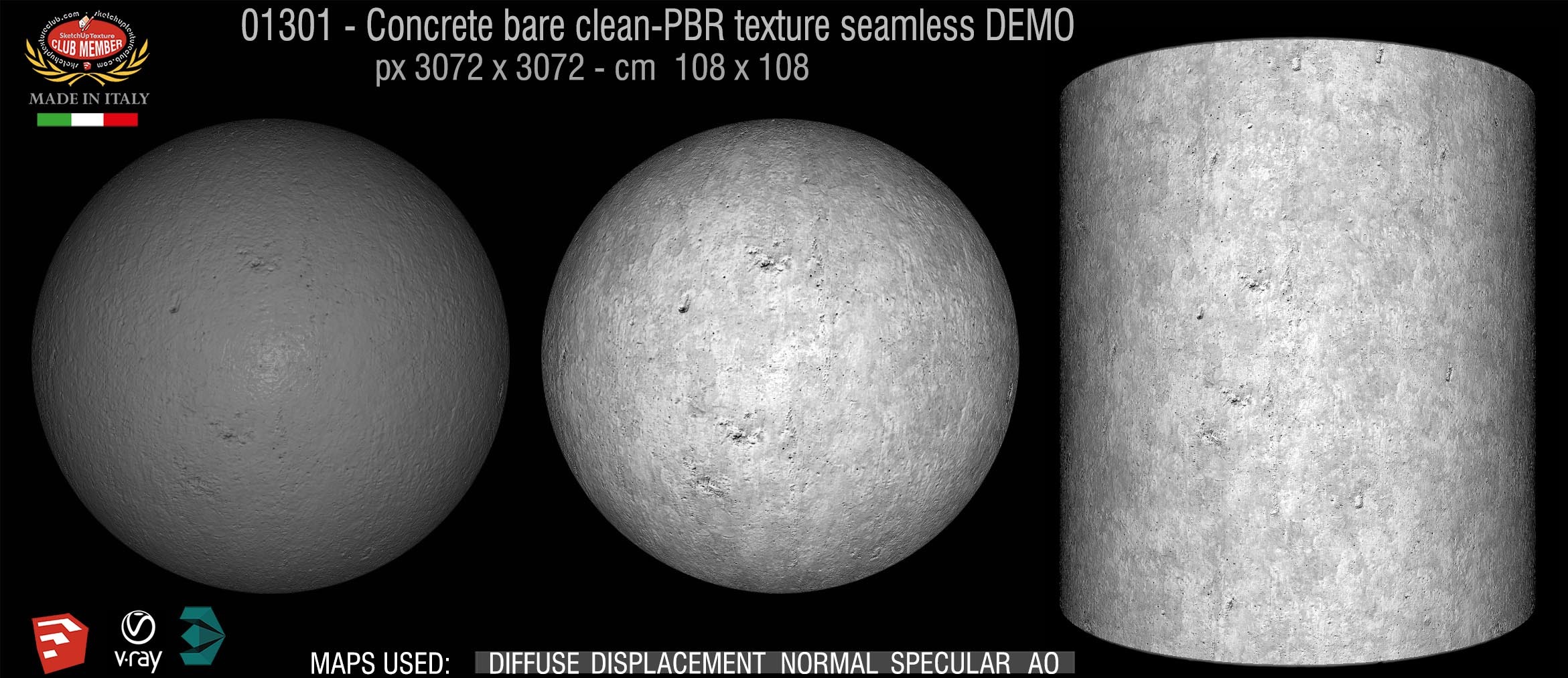 01301 Concrete bare clean-PBR texture seamless DEMO
