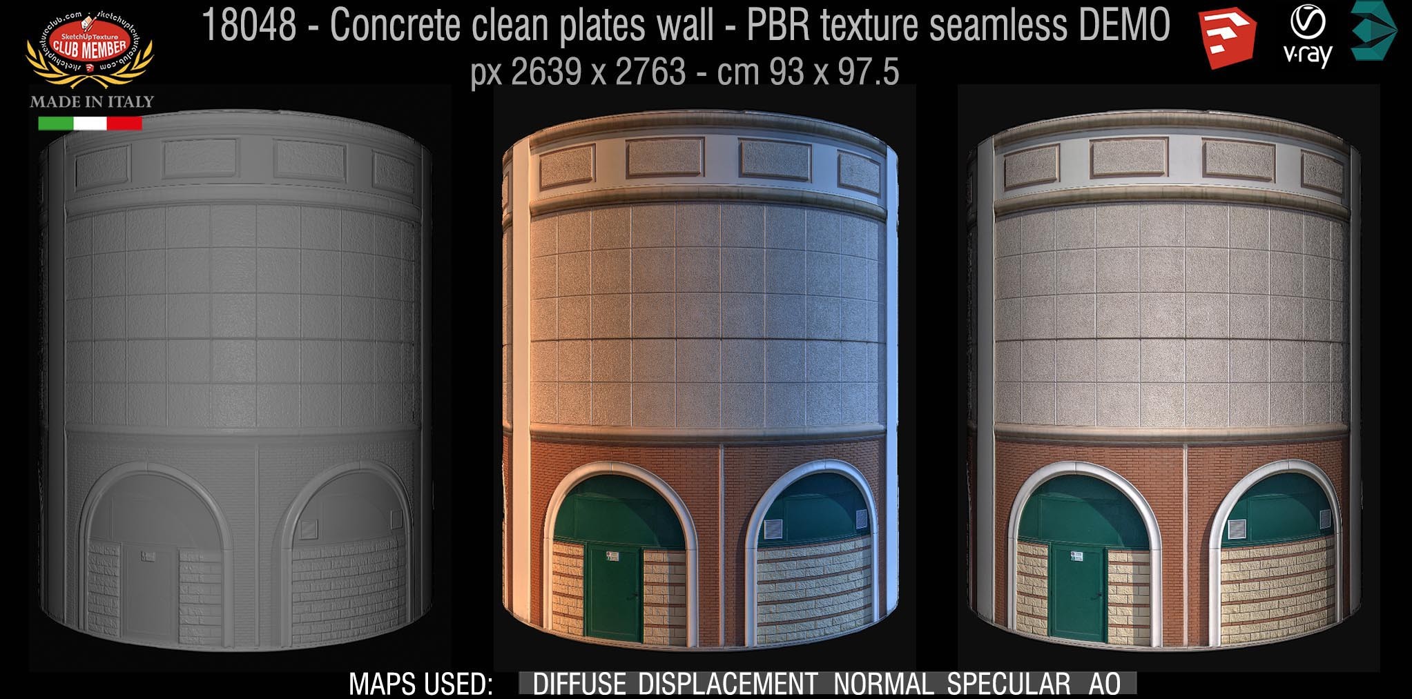 18048 Concrete clean plates wall PBR texture seamless DEMO