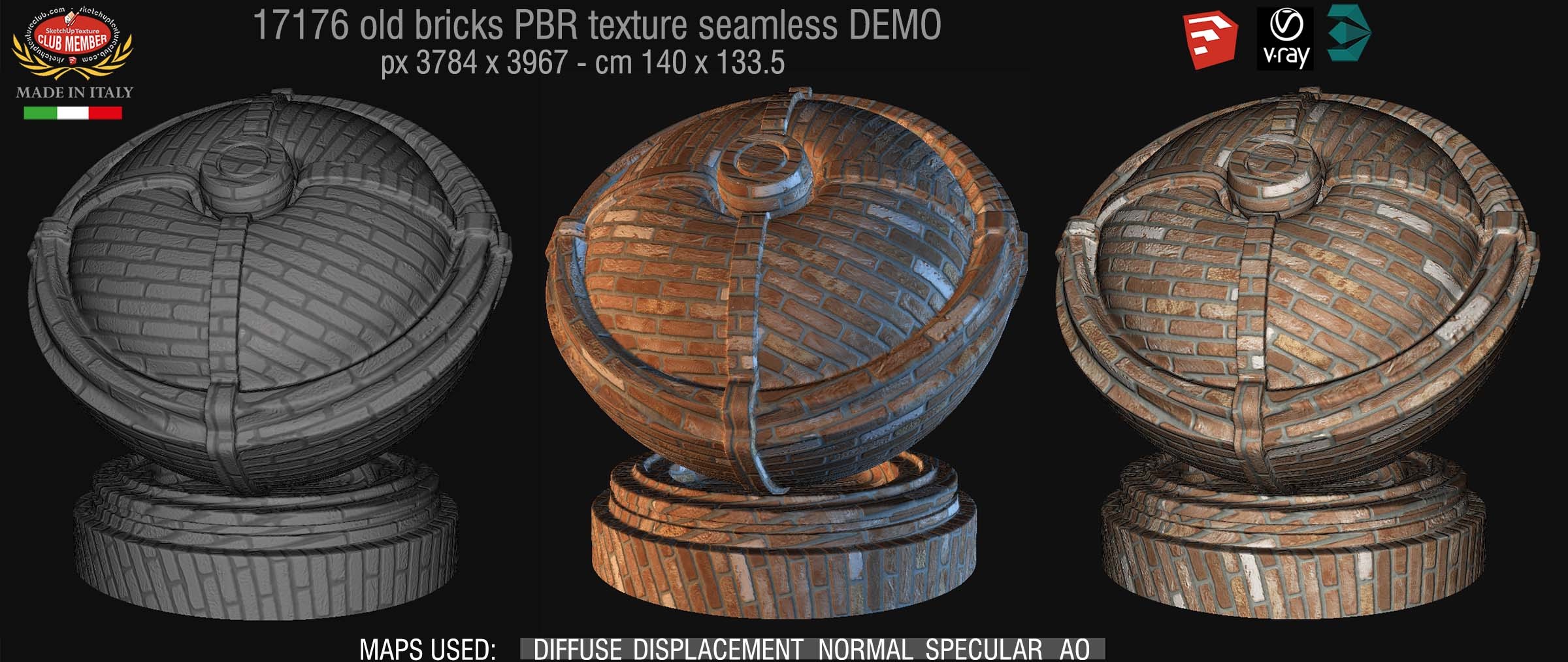 17176 Old bricks PBR texture seamless DEMO