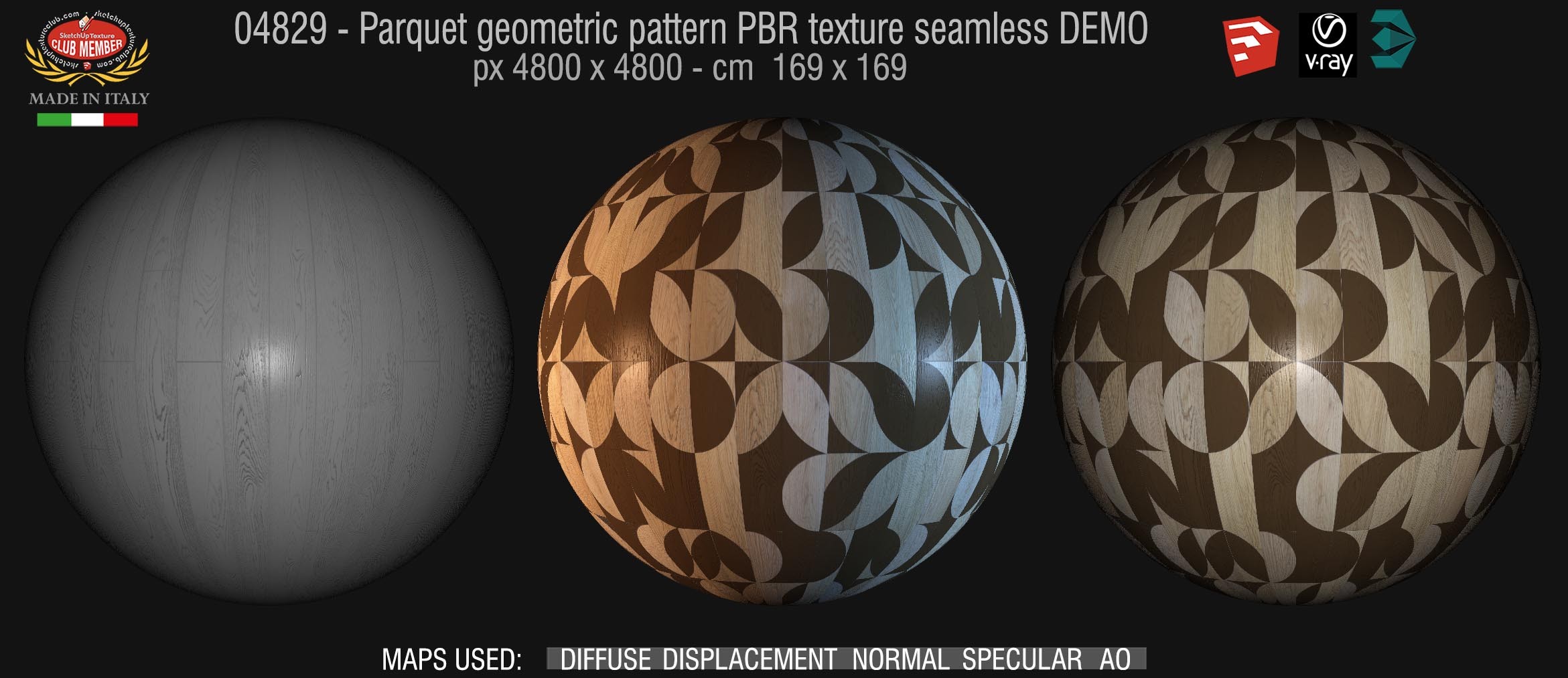 04829 Parquet geometric pattern PBR texture seamless DEMO