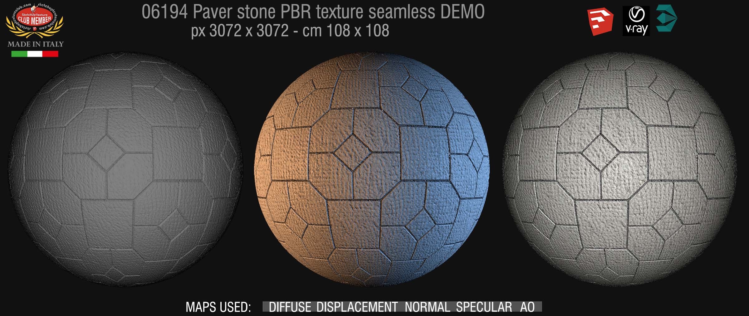 06194 Pavers stone PBR texture seamless DEMO