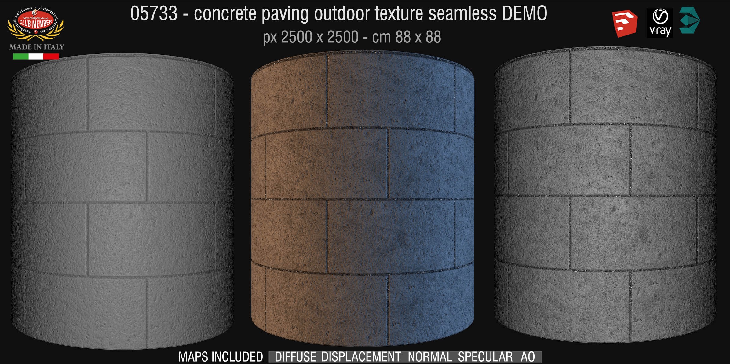 05733 HR Paving outdoor concrete regular block texture + maps DEMO