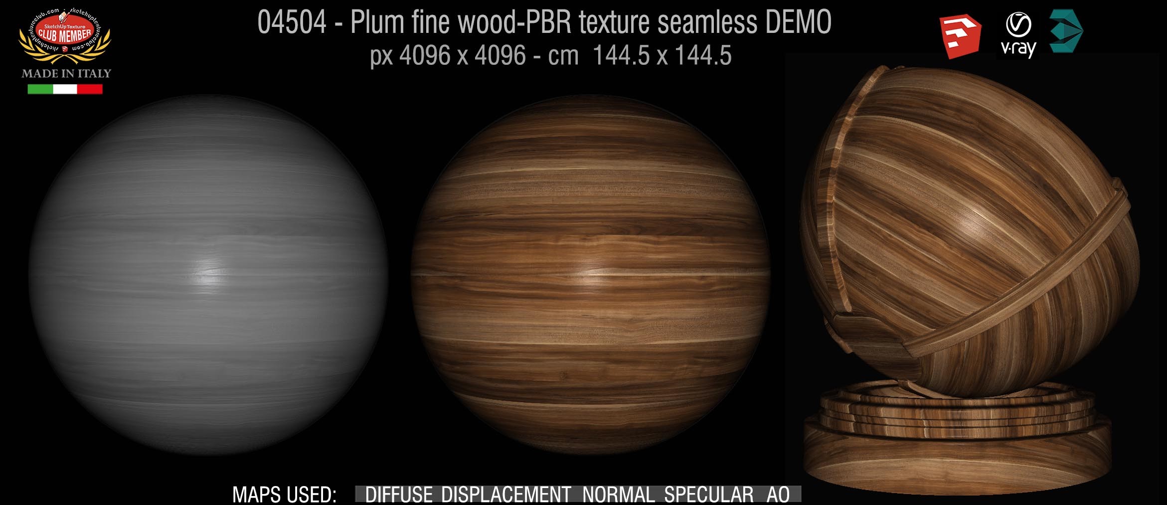 04504 Plum fine wood PBR texture seamless DEMO