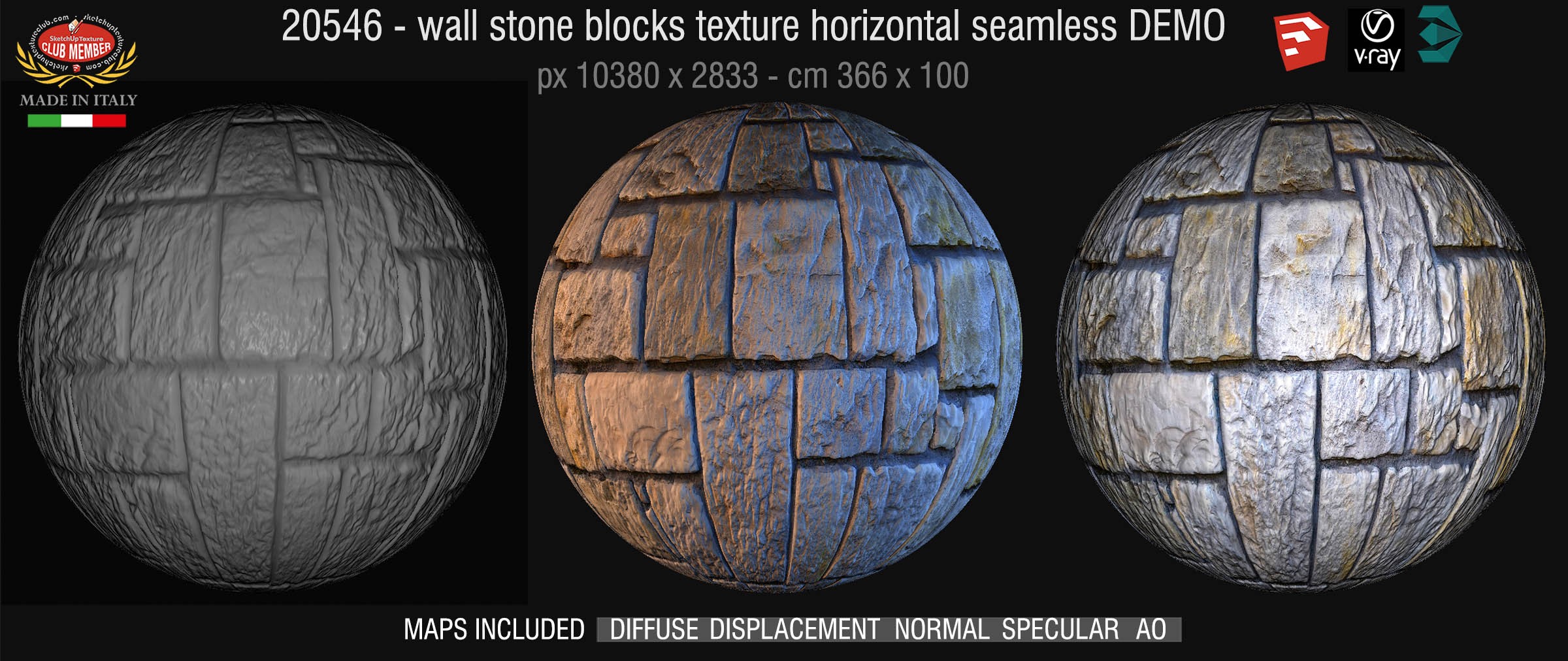 20546 HR wall stone blocks texture + maps DEMO