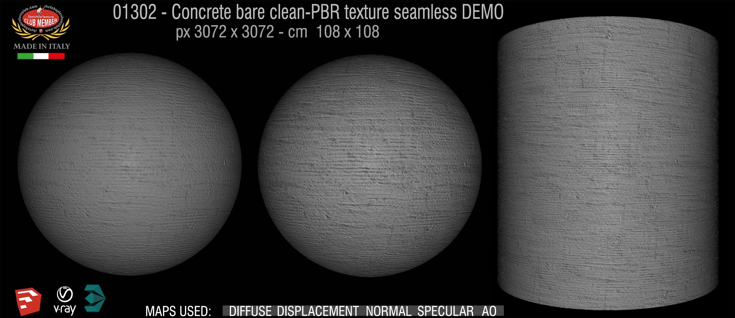 01302 Concrete bare clean-PBR texture seamless DEMO