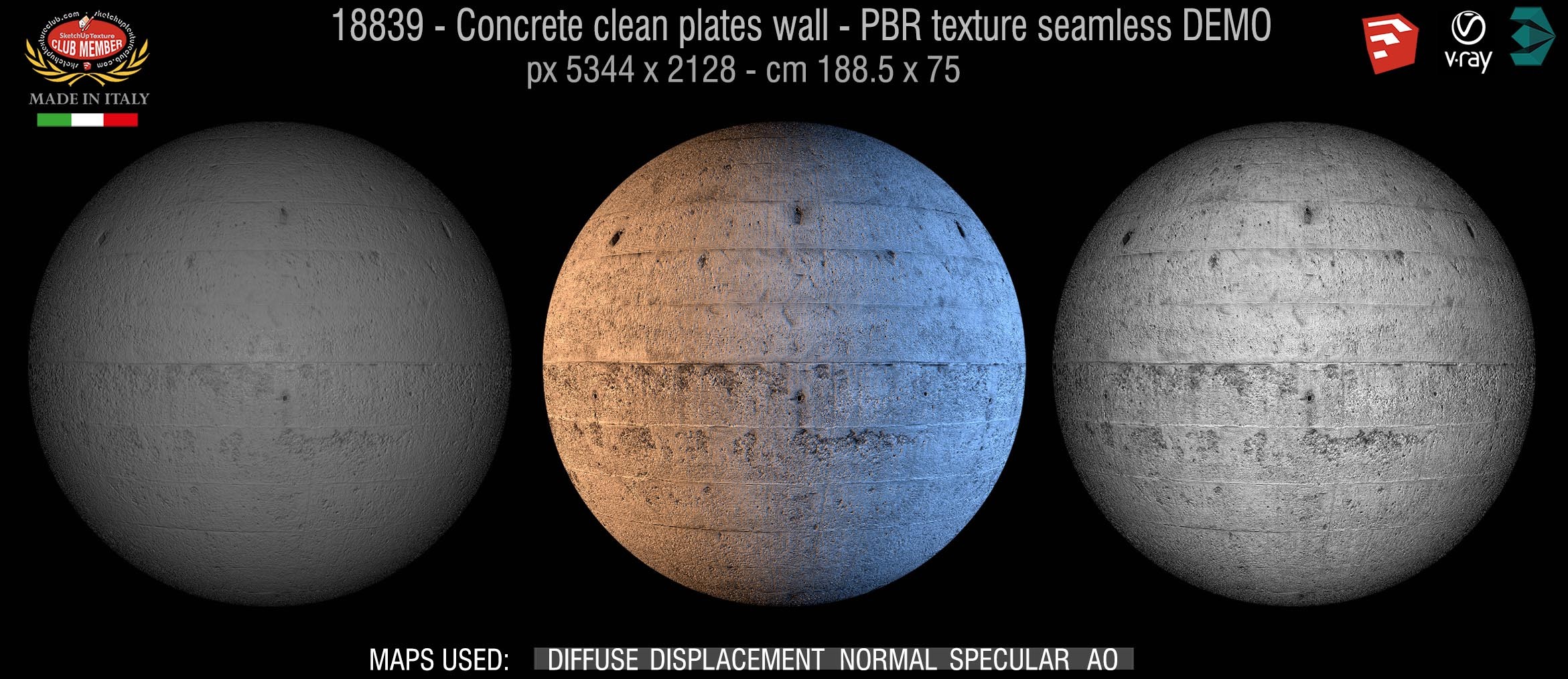 18839 Concrete clean plates wall PBR texture seamless DEMO