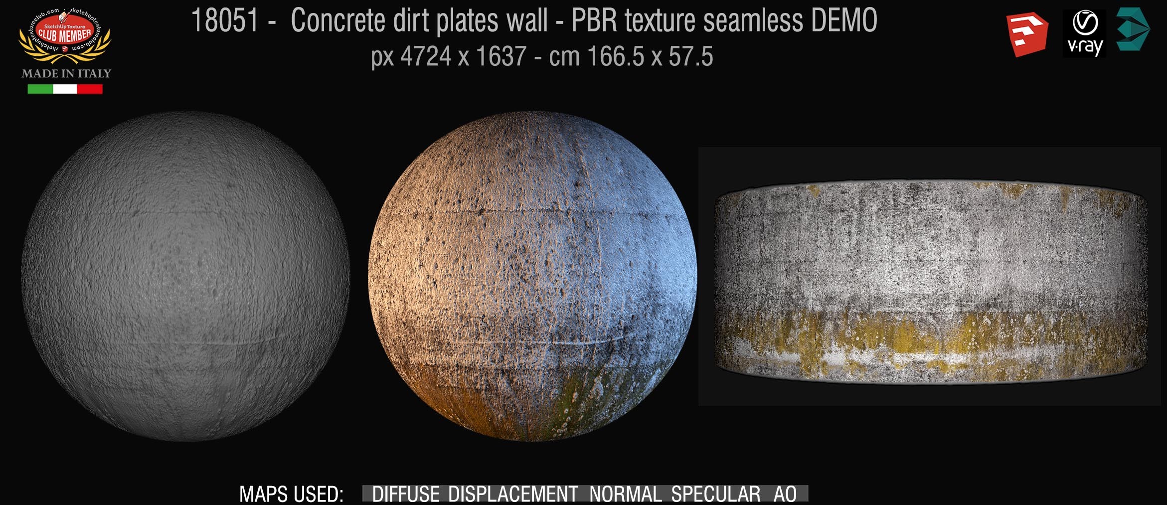 18051 Concrete dirt plates wall PBR texture seamless DEMO