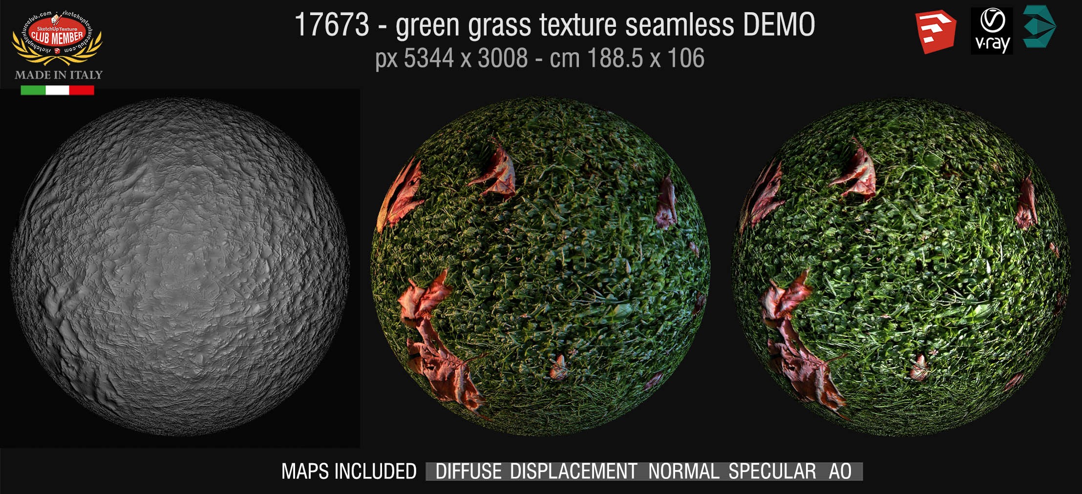17673 HR Green grass texture seamless + maps DEMO